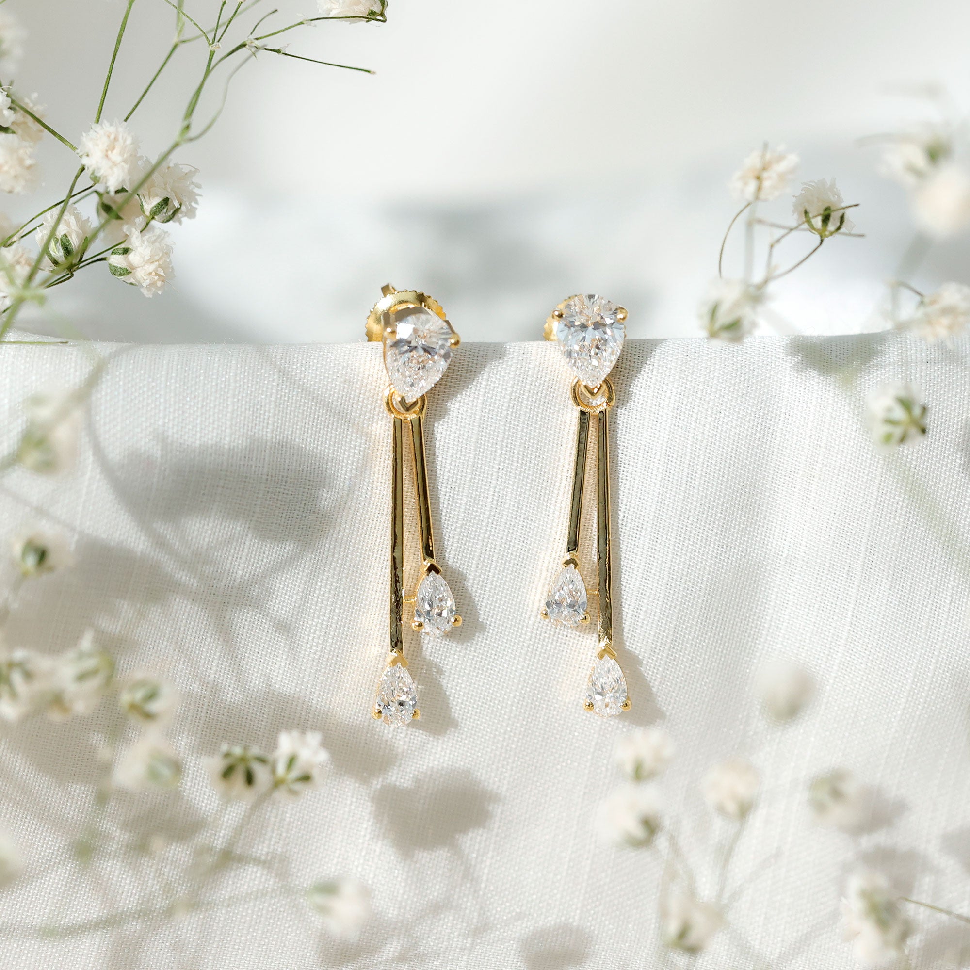 Certified Lab Grown Diamond Teardrop Dangle Earrings Lab - ( EF-VS ) - Rosec Jewels