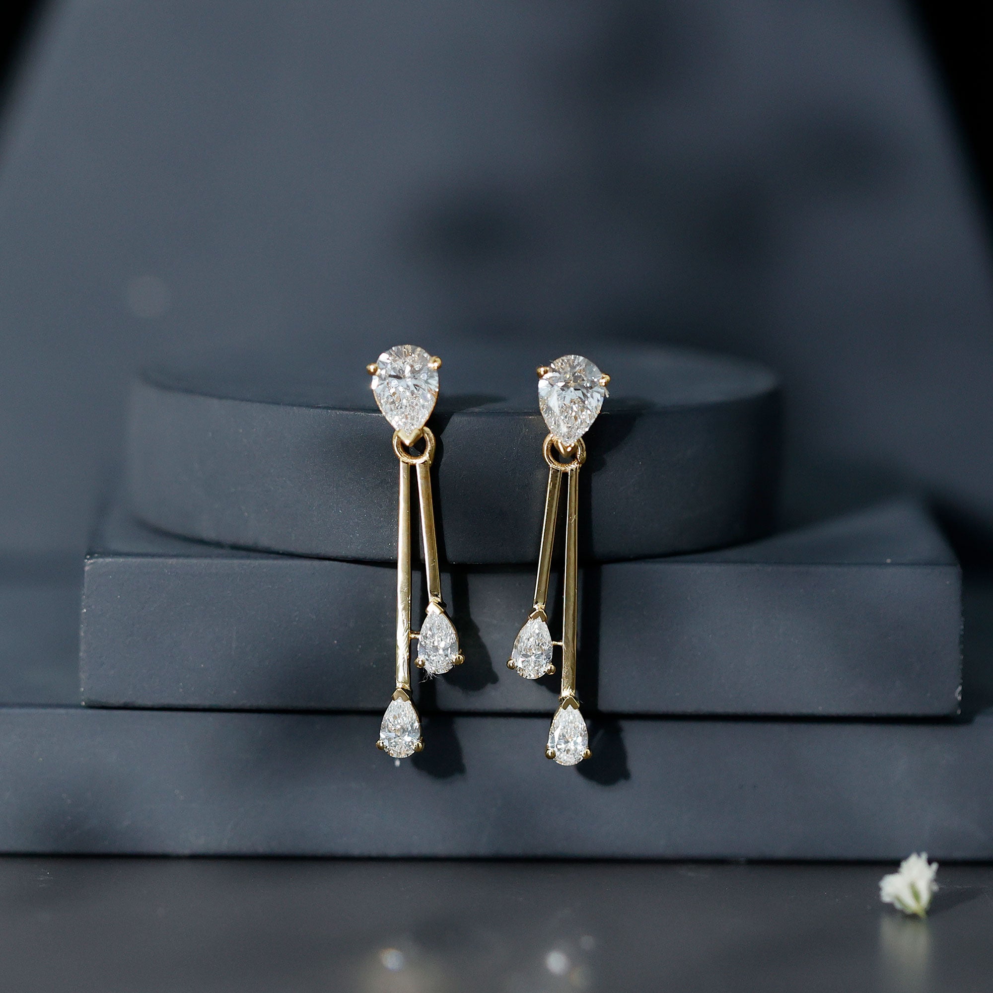 Certified Lab Grown Diamond Teardrop Dangle Earrings Lab - ( EF-VS ) - Rosec Jewels