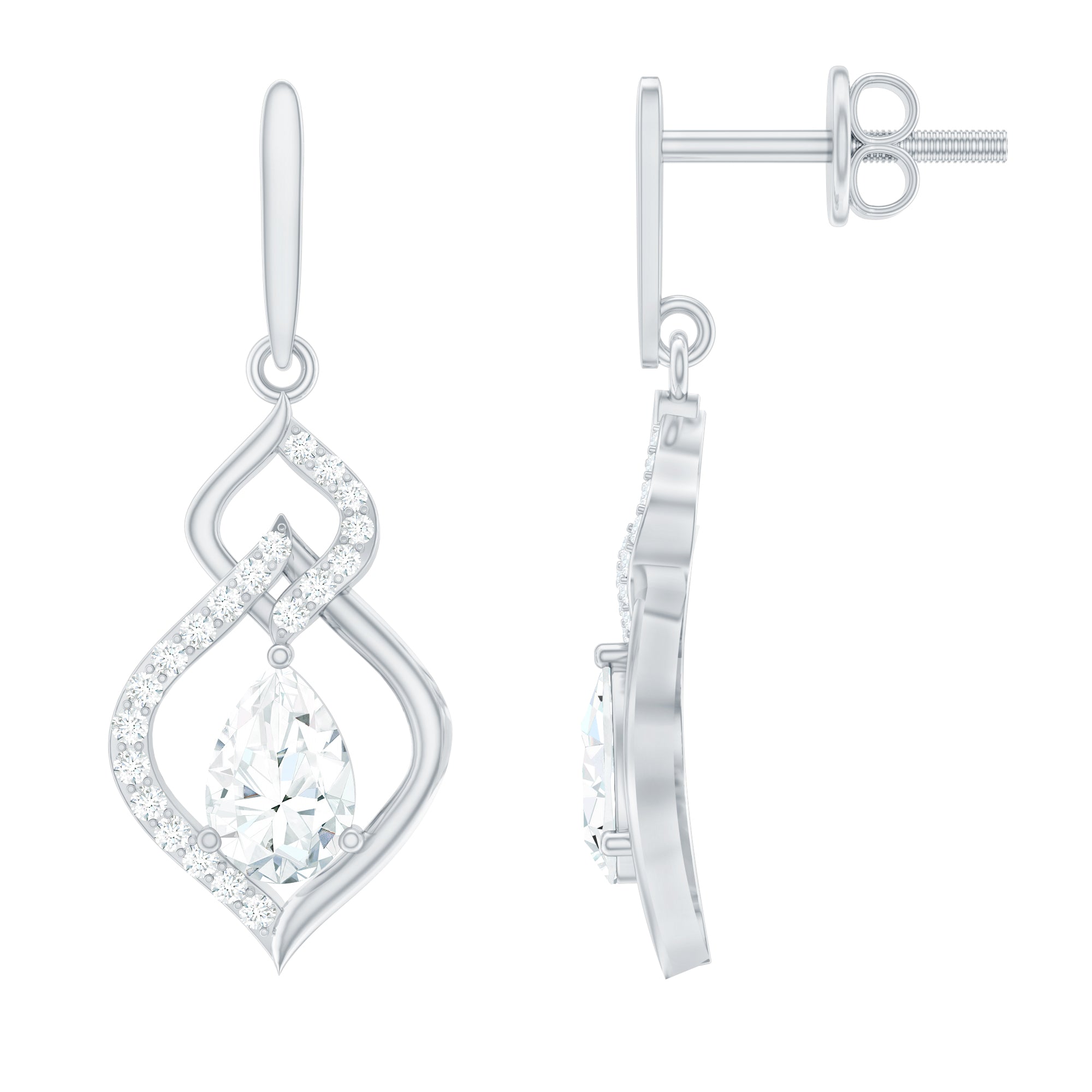 Certified Lab 4X6 MM Pear Shaped Diamond Drop Bridal Earrings