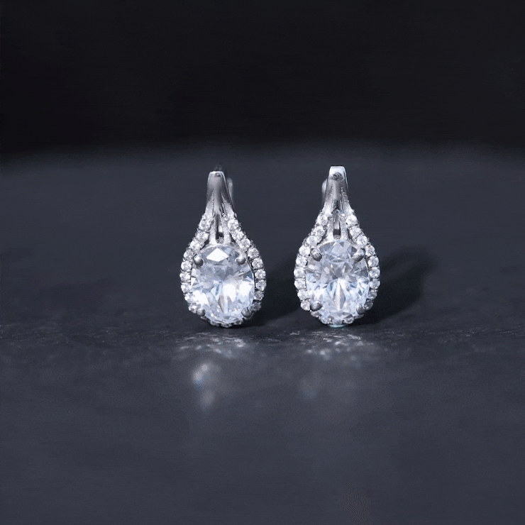 Certified 2 Carat Lab Grown Diamond Halo Designer Earrings Lab - ( EF-VS ) - Rosec Jewels