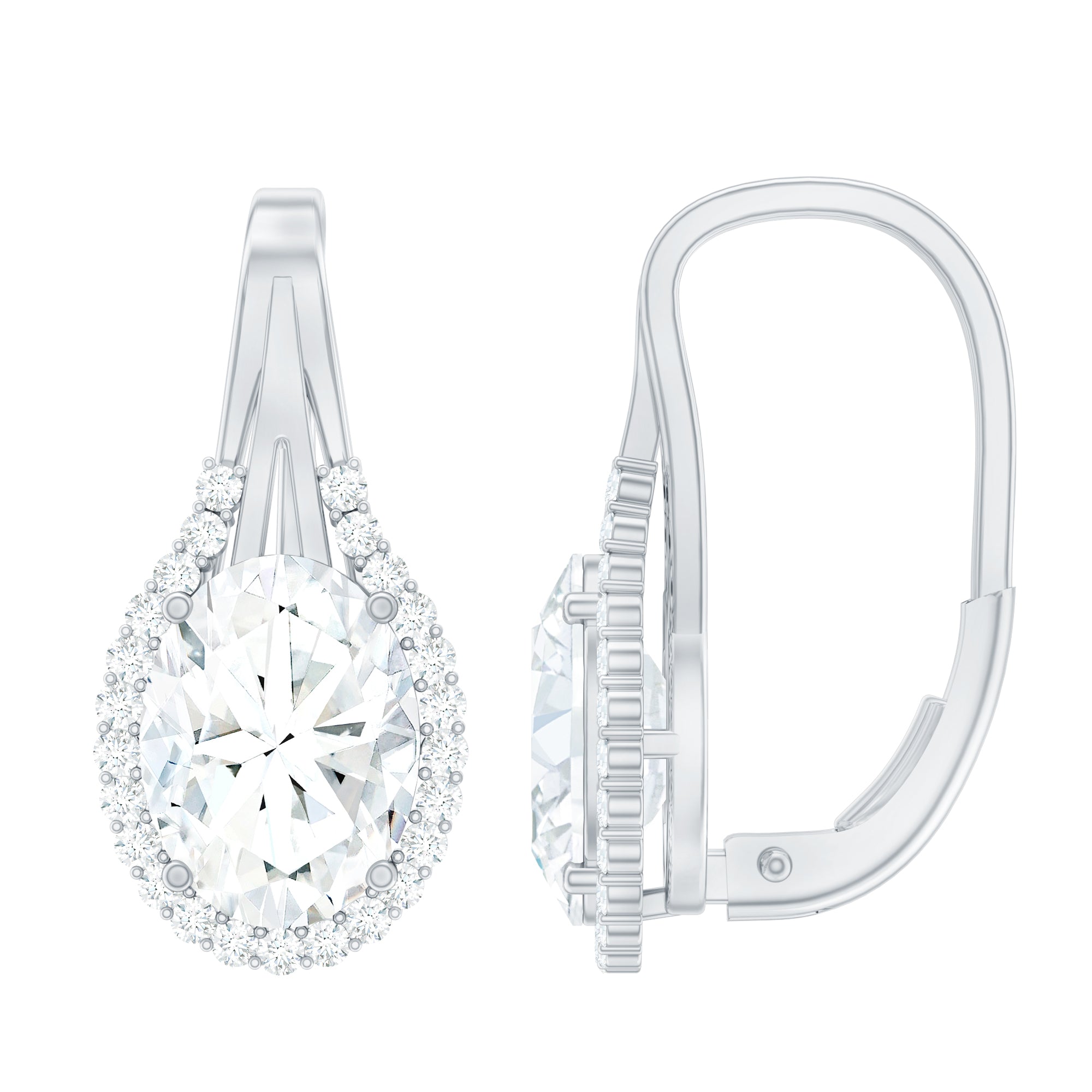 Certified 2 Carat Lab Grown Diamond Halo Designer Earrings