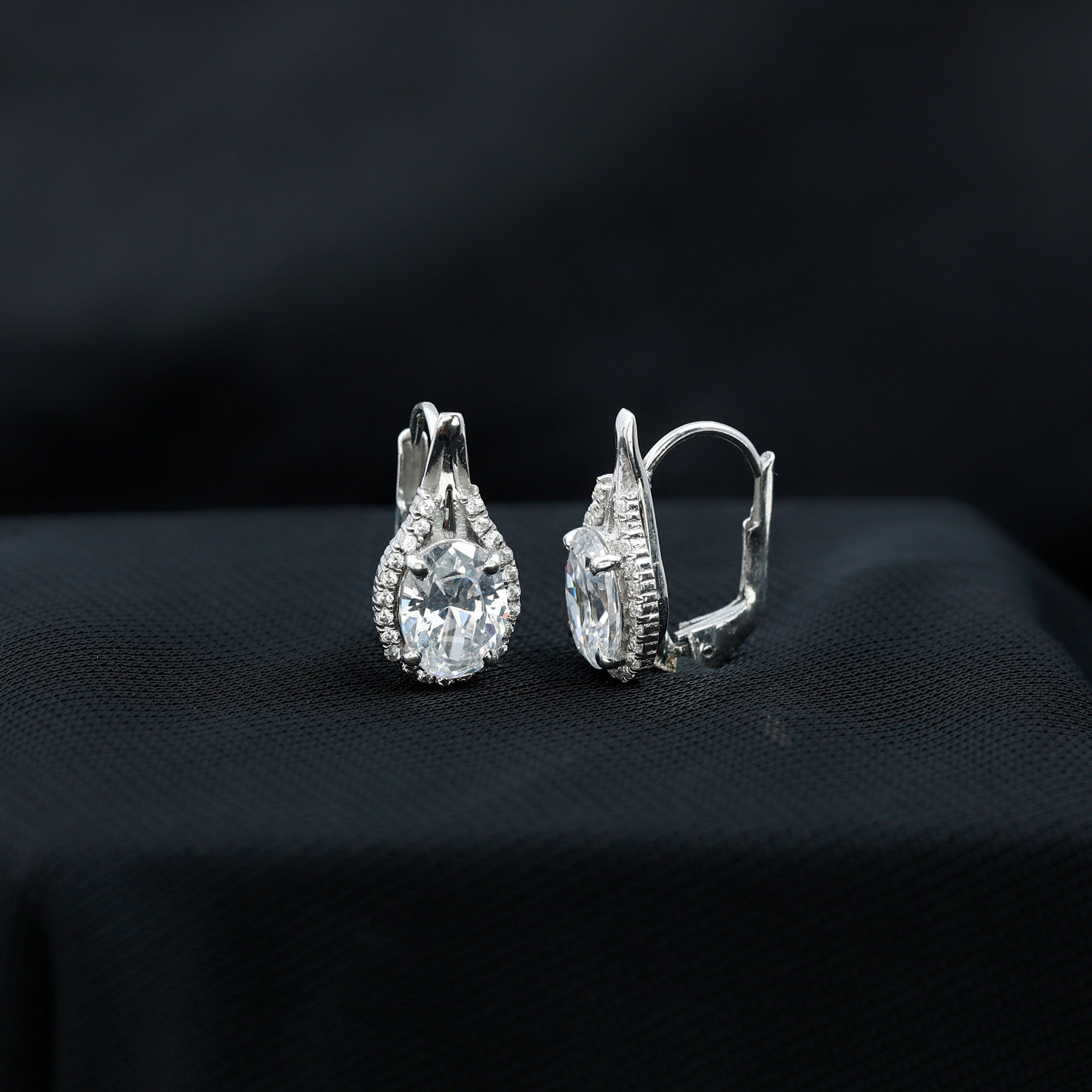 Certified 2 Carat Lab Grown Diamond Halo Designer Earrings Lab - ( EF-VS ) - Rosec Jewels