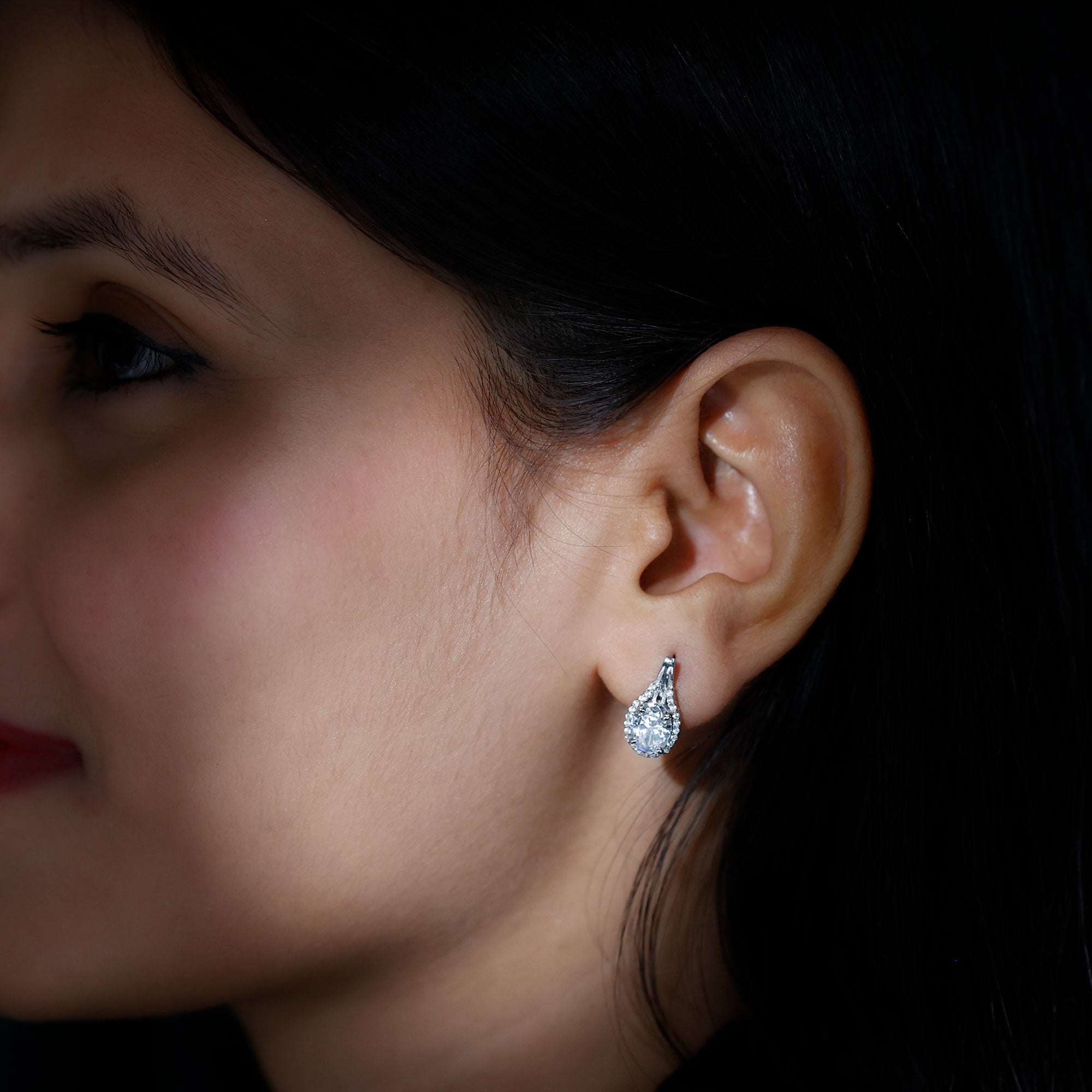Certified 2 Carat Lab Grown Diamond Halo Designer Earrings Lab - ( EF-VS ) - Rosec Jewels