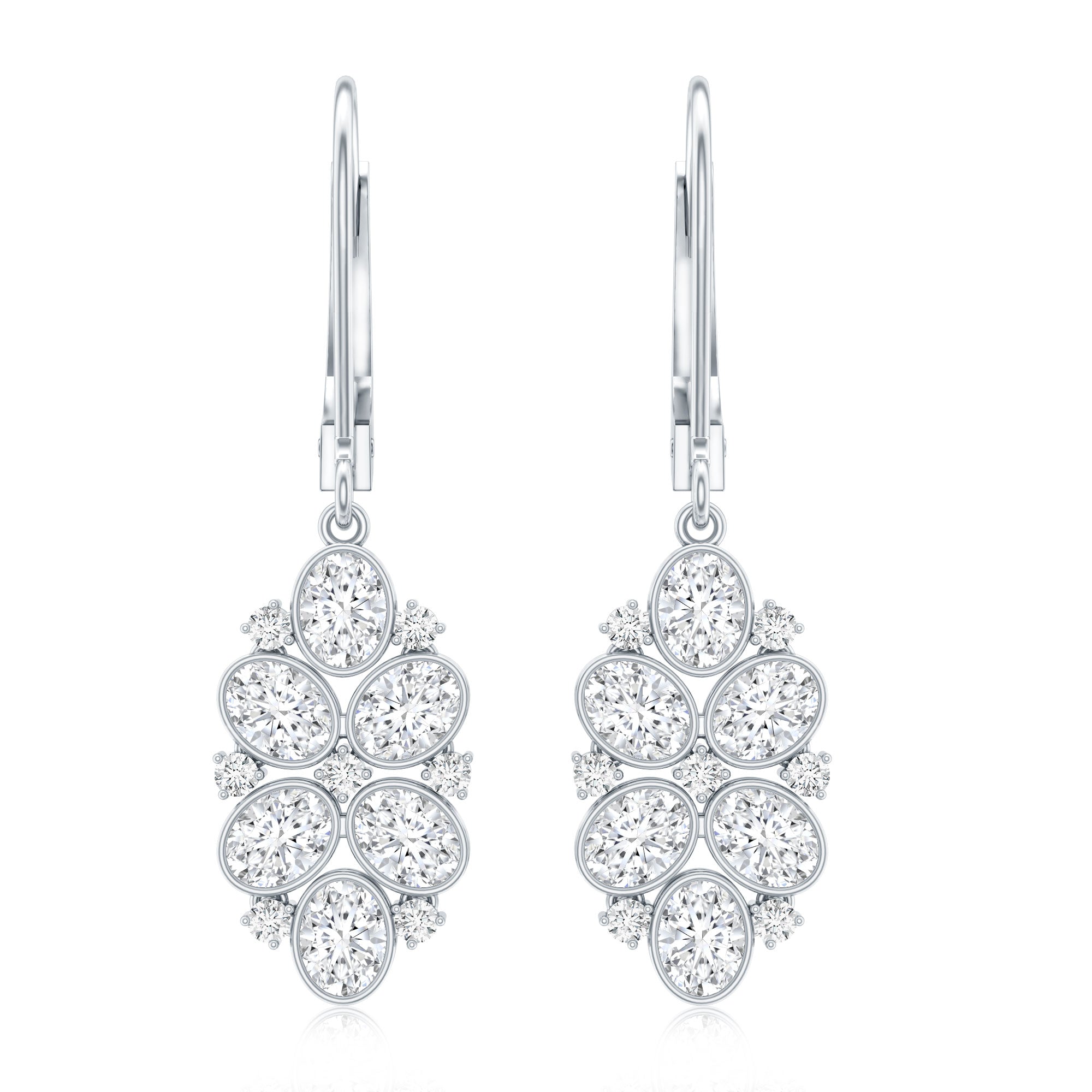 Certified Lab Grown Diamond Designer Drop Earrings Lab - ( EF-VS ) - Rosec Jewels