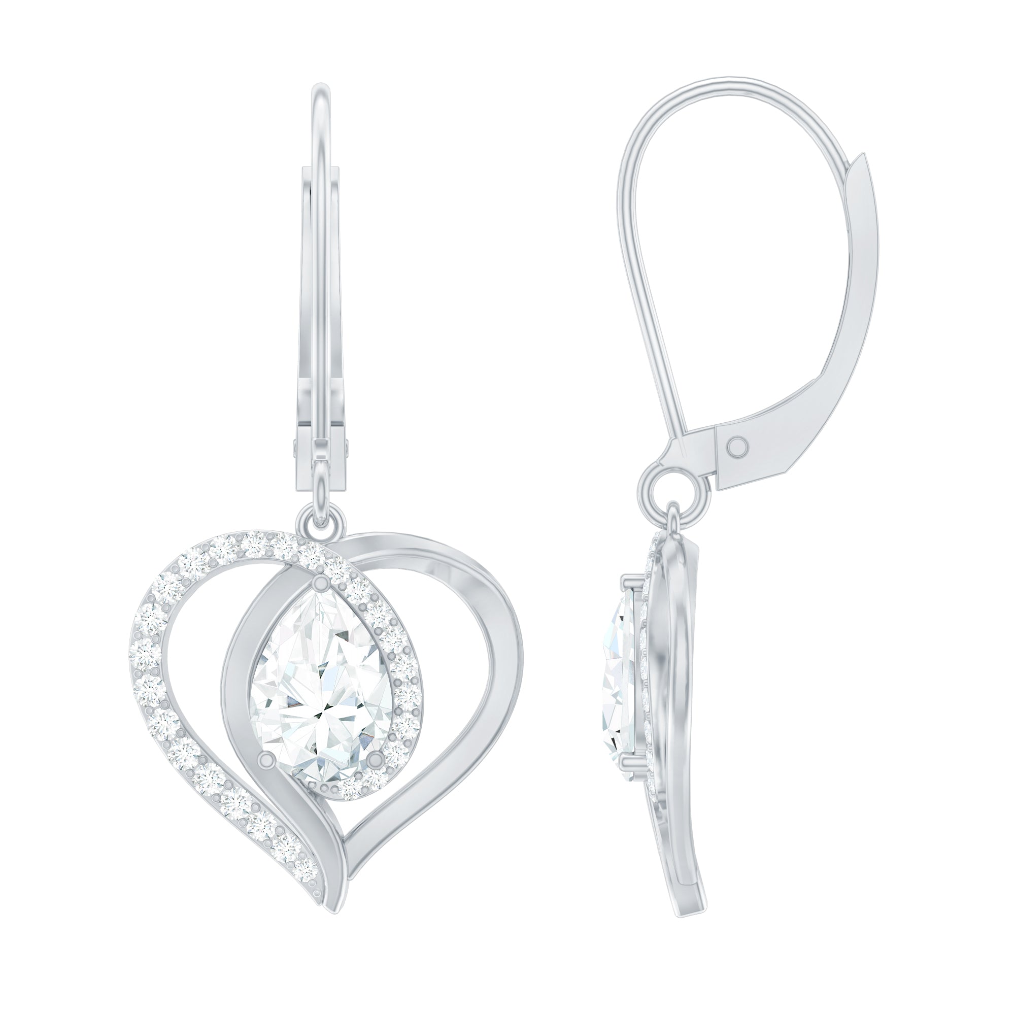 Certified 5X7MM Pear Lab Grown Diamond Heart Drop Earrings