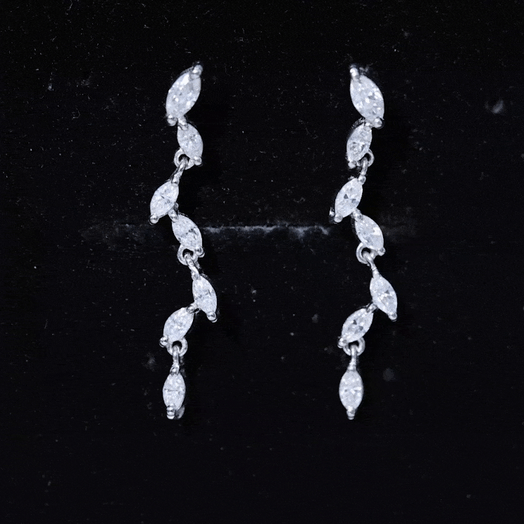 Marquise Lab Grown Diamond Bridal Dangle Earrings Lab - ( EF-VS ) - Rosec Jewels