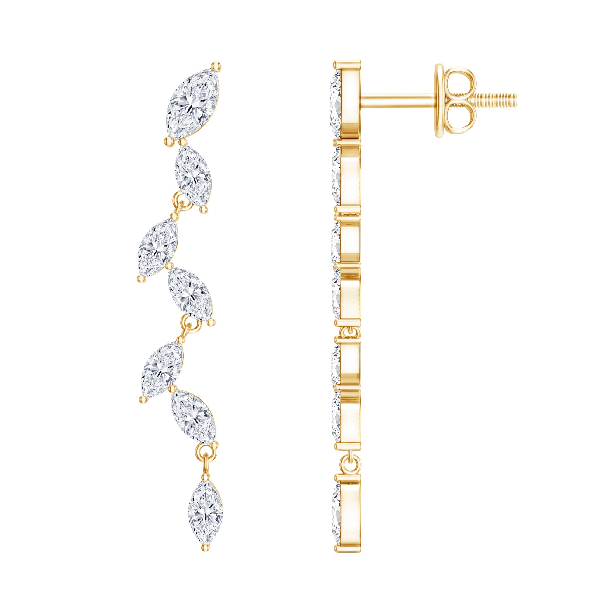 Marquise Lab Grown Diamond Bridal Dangle Earrings Lab - ( EF-VS ) - Rosec Jewels