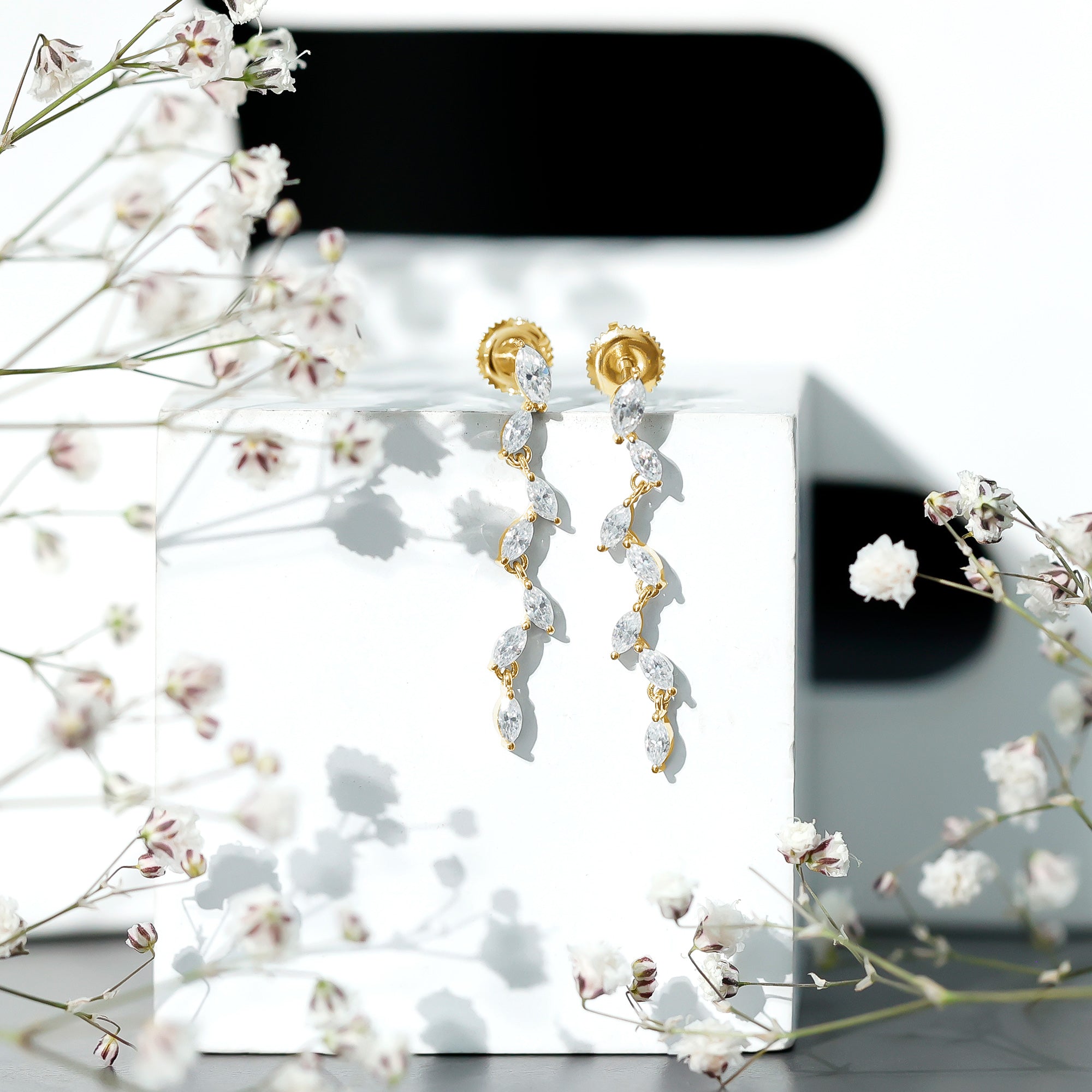 Marquise Lab Grown Diamond Bridal Dangle Earrings Lab - ( EF-VS ) - Rosec Jewels