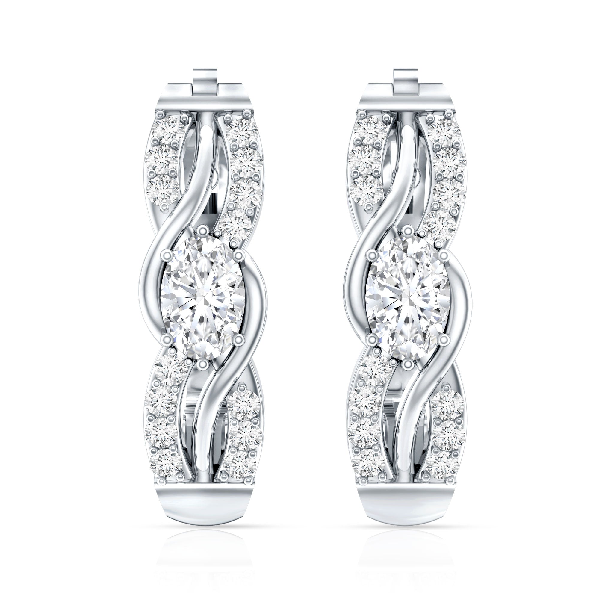 Certified Lab 4X6 mm Oval Diamond Infinity Earrings Lab - ( EF-VS ) - Rosec Jewels