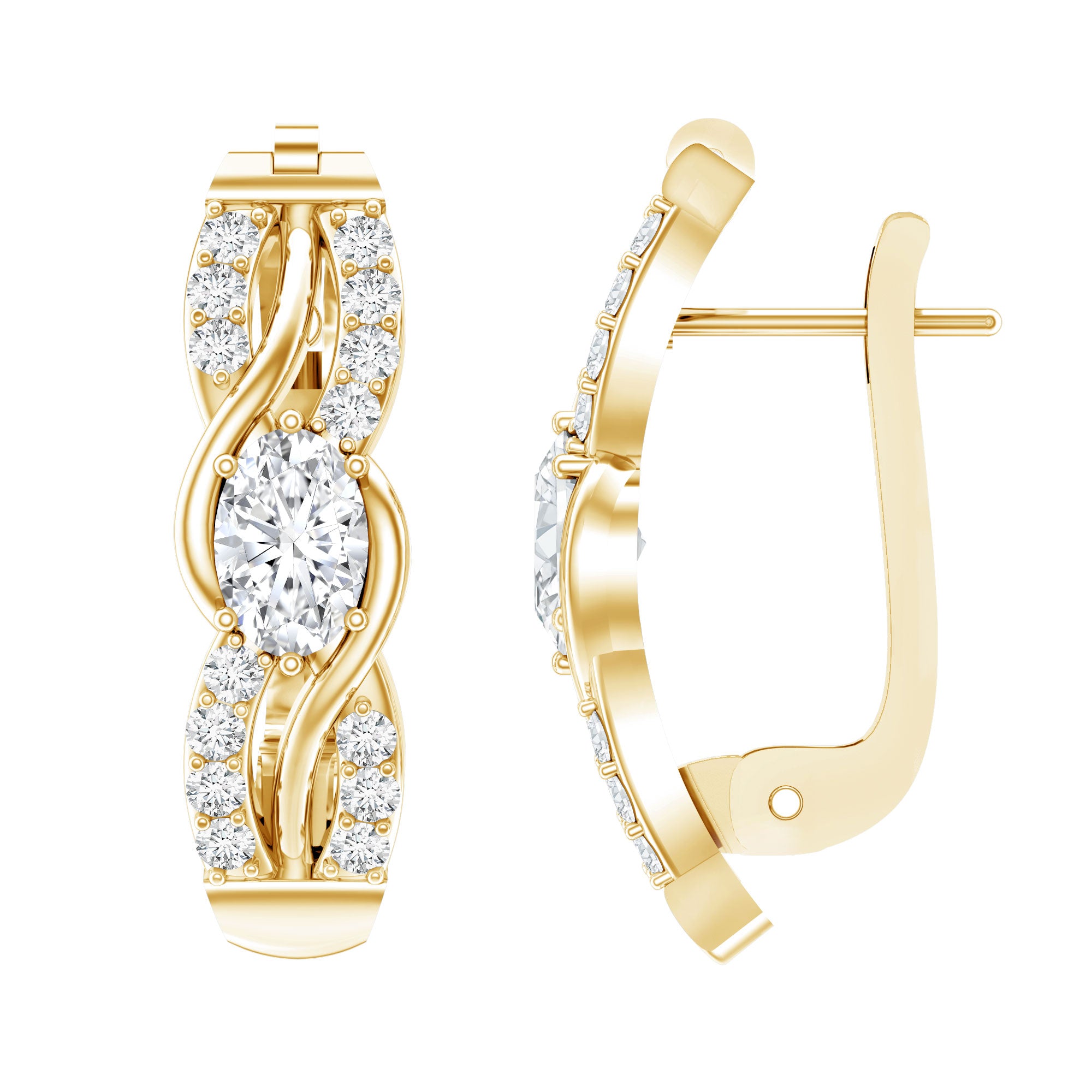 Certified Lab 4X6 mm Oval Diamond Infinity Earrings Lab - ( EF-VS ) - Rosec Jewels