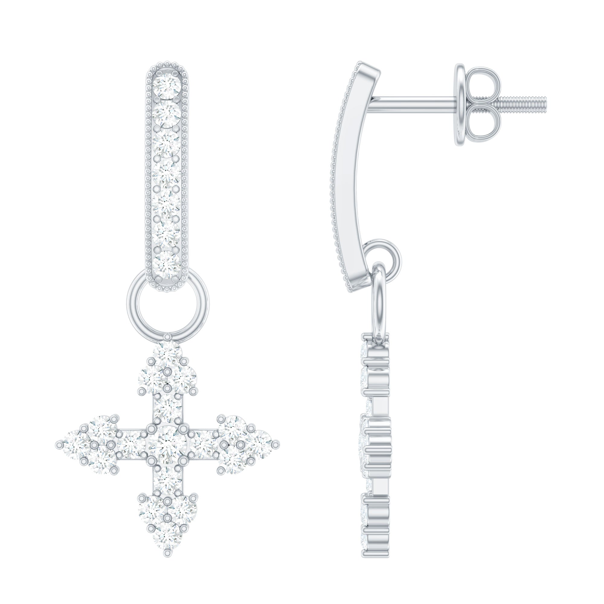 Certified Lab Grown Diamond Cross Drop Earrings For Her