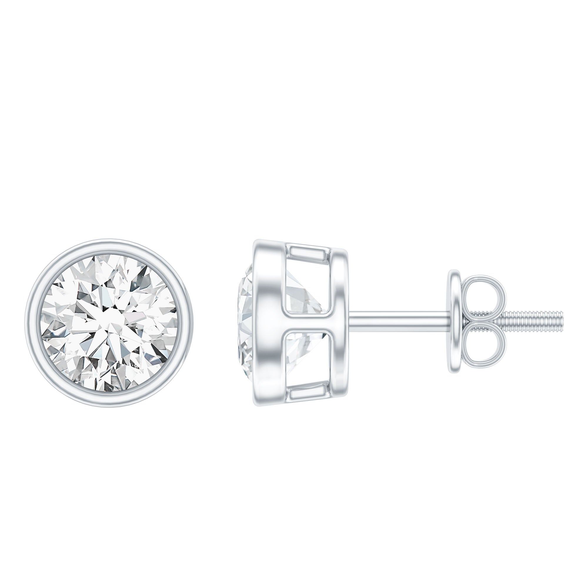 IGI Certified 2 CT Lab Grown Diamond Solitaire Stud Earrings Lab - ( E-VS1 ) - Rosec Jewels