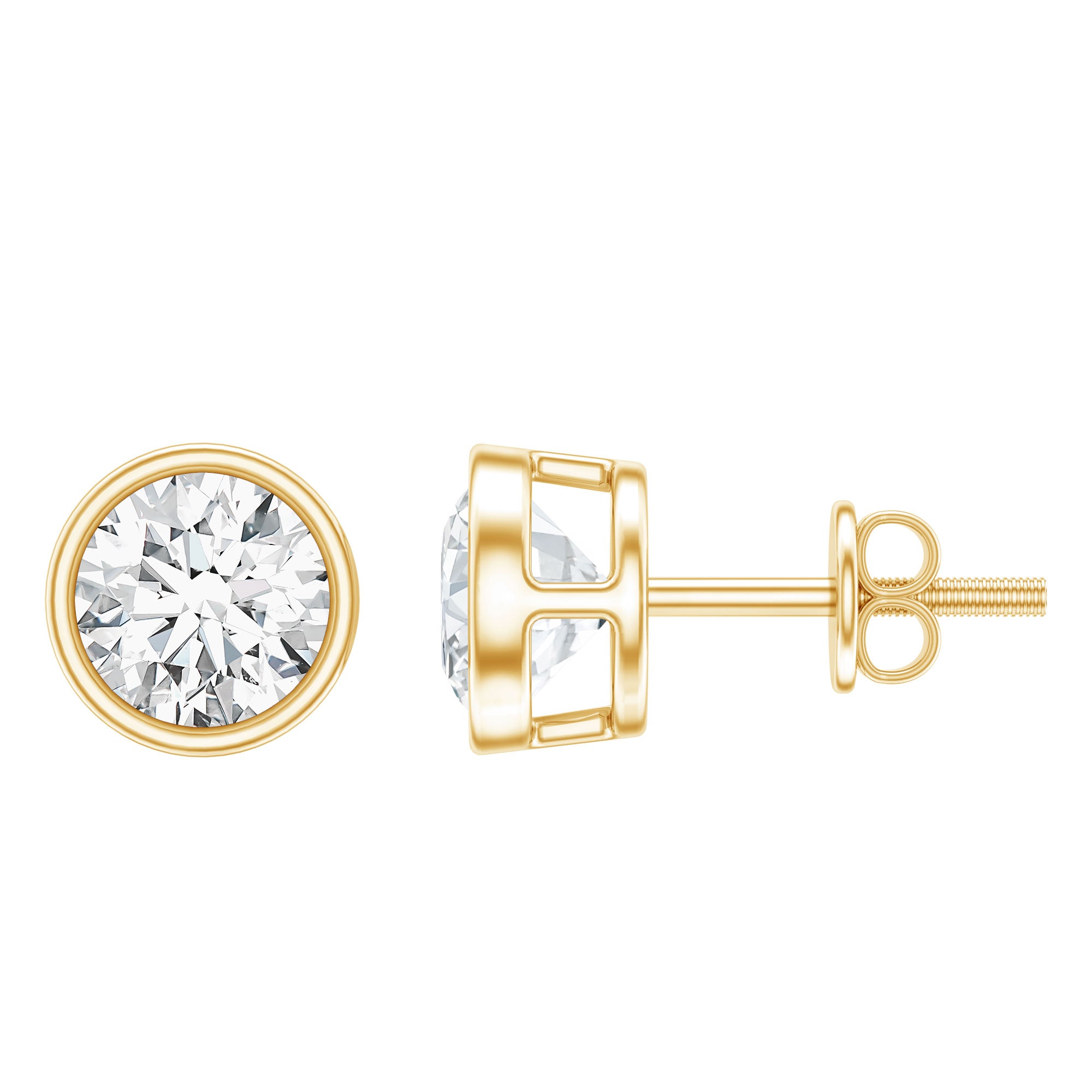IGI Certified 2 CT Lab Grown Diamond Solitaire Stud Earrings Lab - ( E-VS1 ) - Rosec Jewels