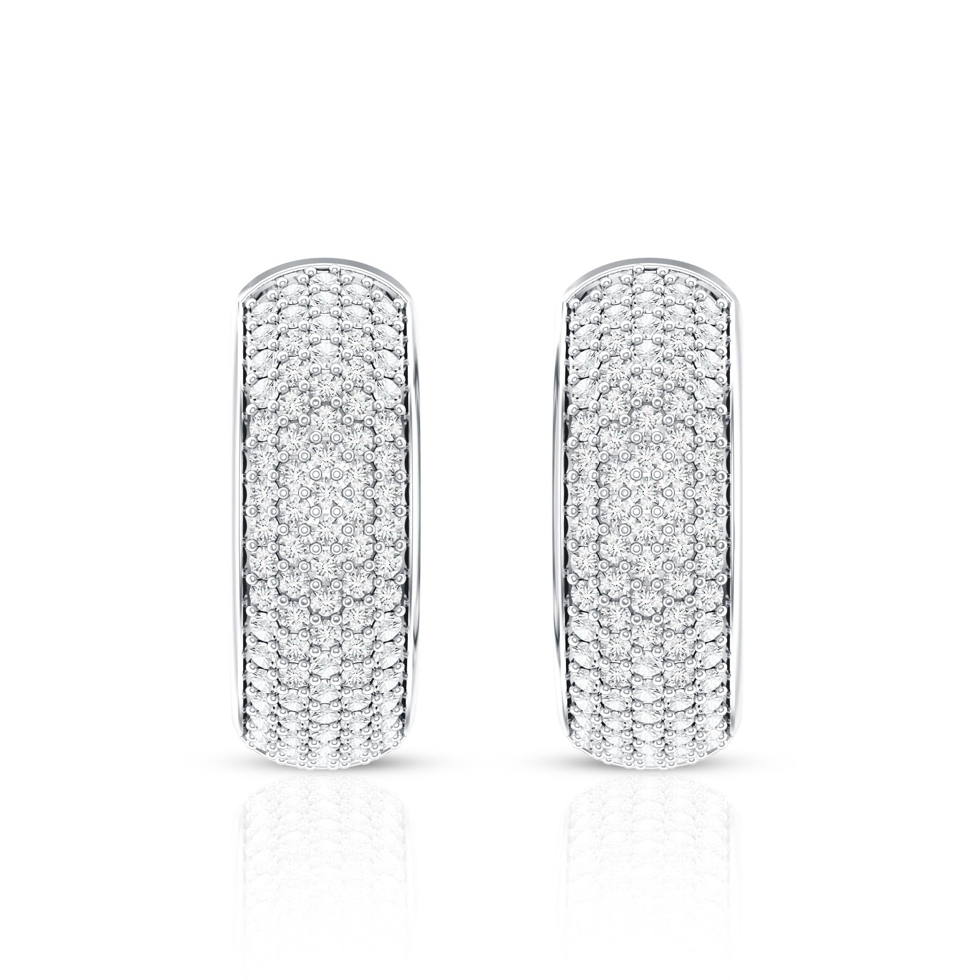 Pave Set Lab Grown Diamond Huggie Hoop Earrings Lab - ( EF-VS ) - Rosec Jewels