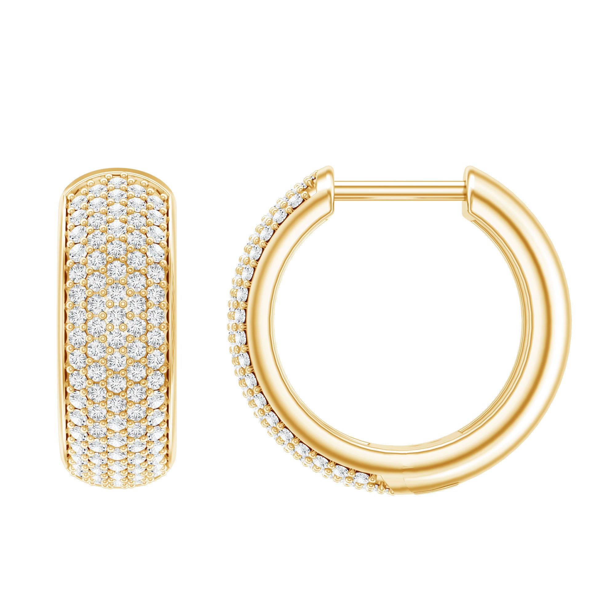 Pave Set Lab Grown Diamond Huggie Hoop Earrings Lab - ( EF-VS ) - Rosec Jewels