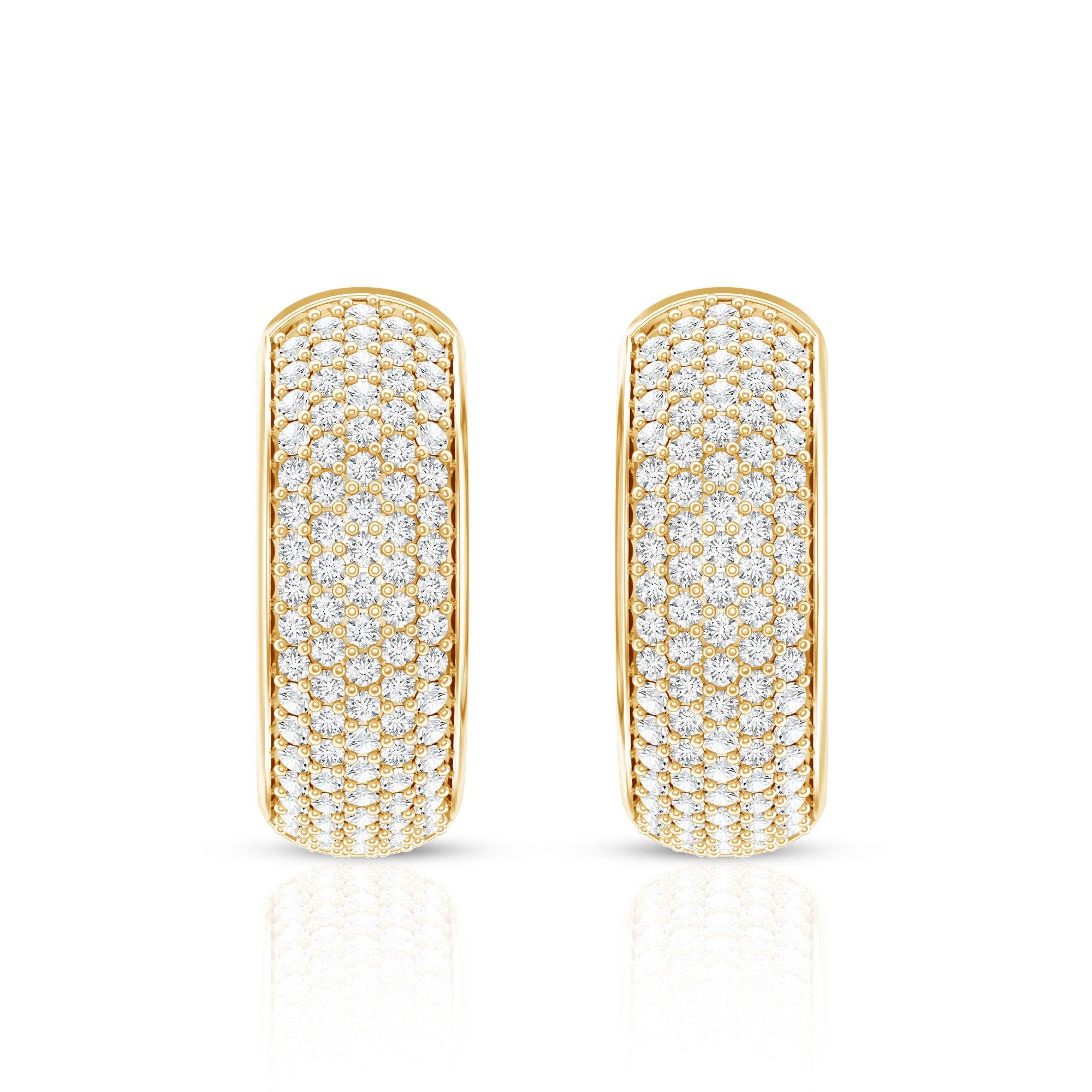 Pave Set Lab Grown Diamond Huggie Hoop Earrings Lab - ( EF-VS ) - Rosec Jewels