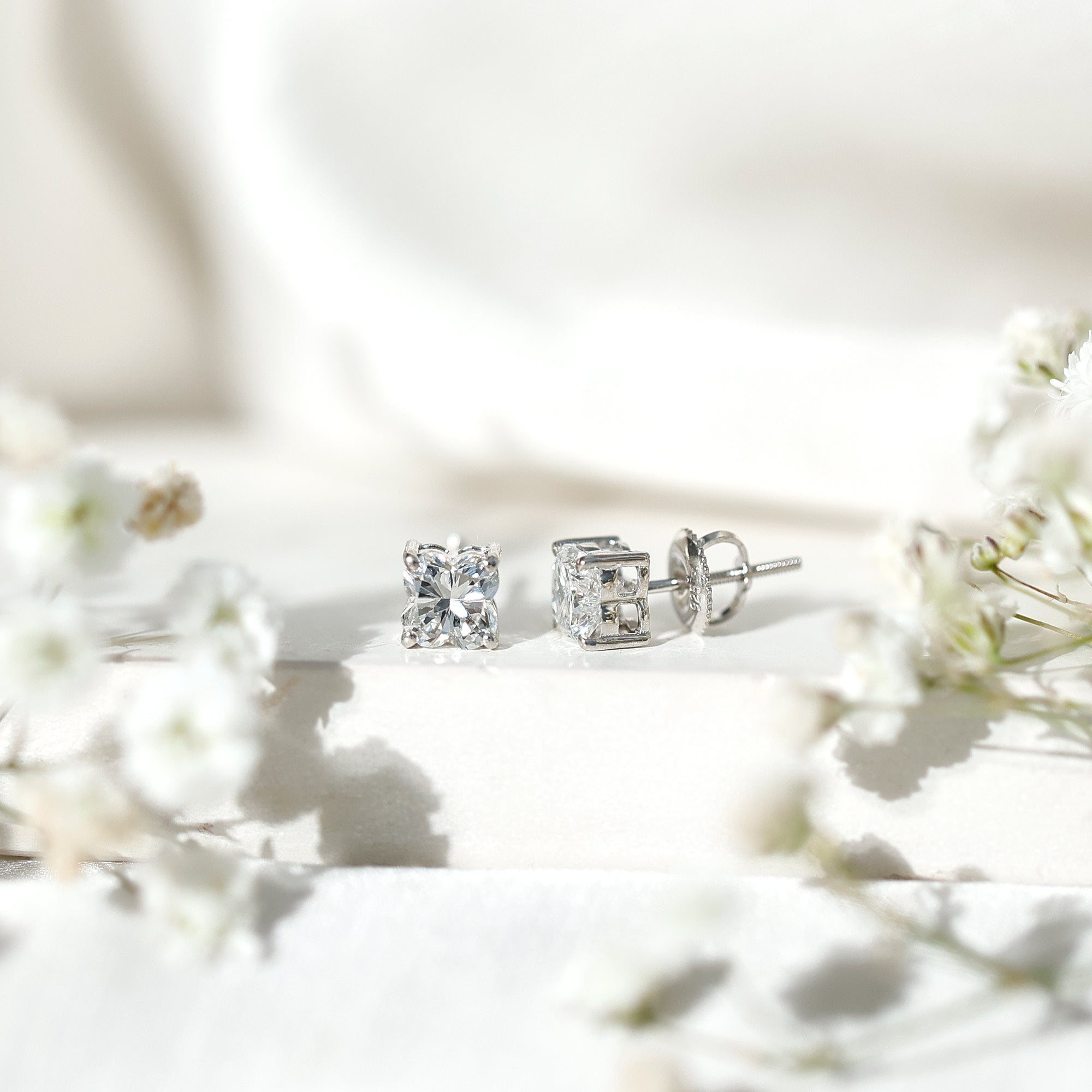 Certified 1.7 Carat Lily Cut Lab Grown Diamond Flower Stud Earrings Lab - ( EF-VS ) - Rosec Jewels