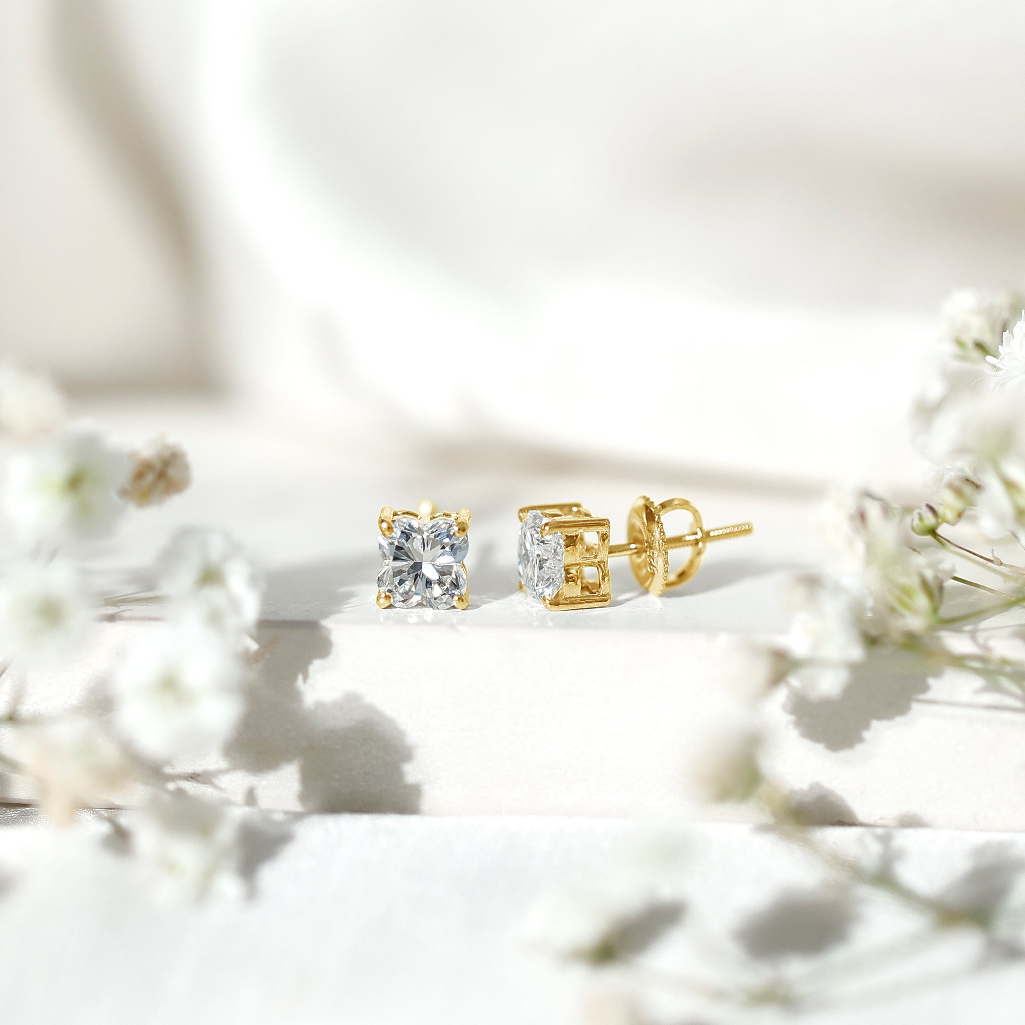 Certified 1.7 Carat Lily Cut Lab Grown Diamond Flower Stud Earrings Lab - ( EF-VS ) - Rosec Jewels