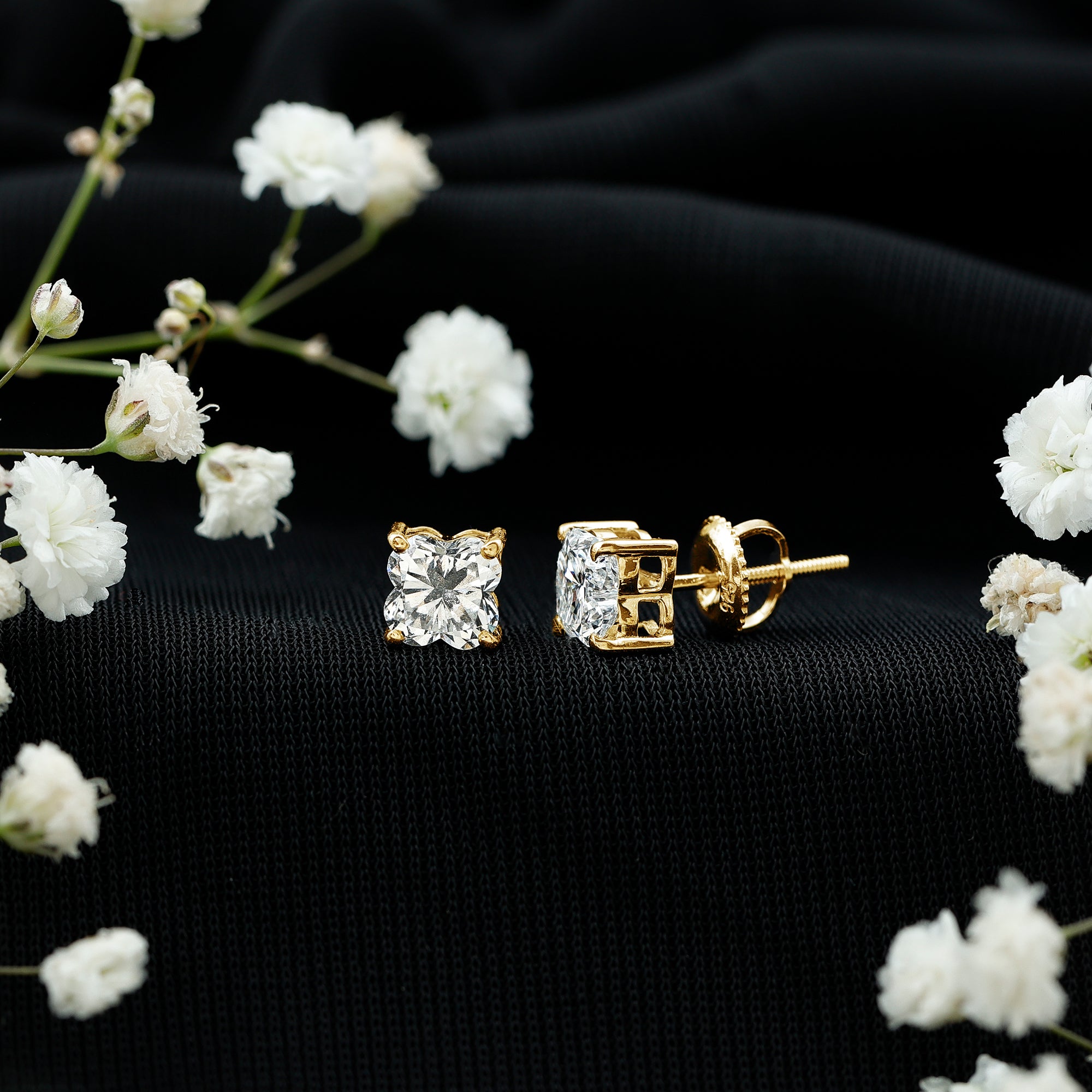 Certified 1.7 Carat Lily Cut Lab Grown Diamond Flower Stud Earrings Lab - ( EF-VS ) - Rosec Jewels