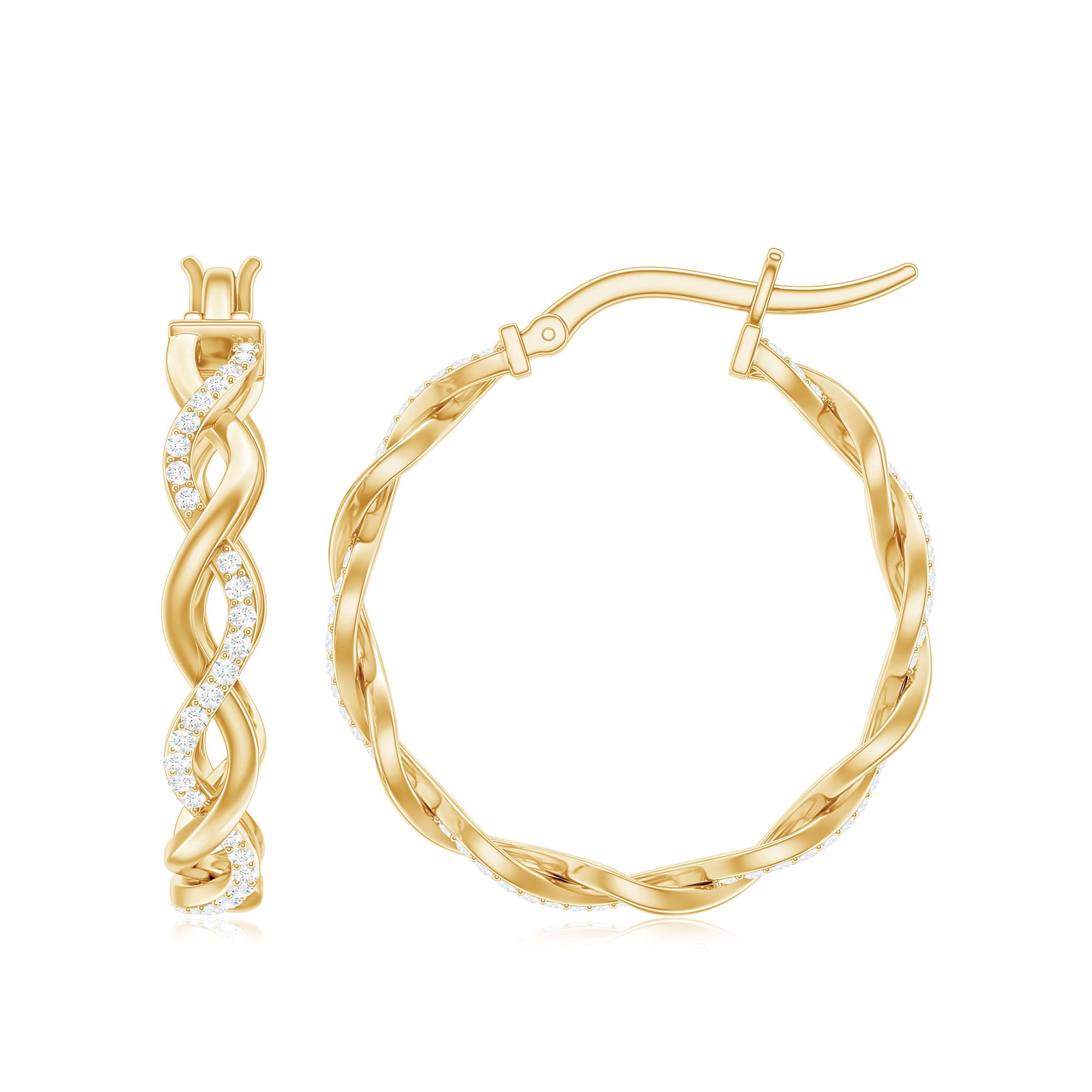 Braided Hoop Earrings with Certified Moissanite D-VS1 - Rosec Jewels
