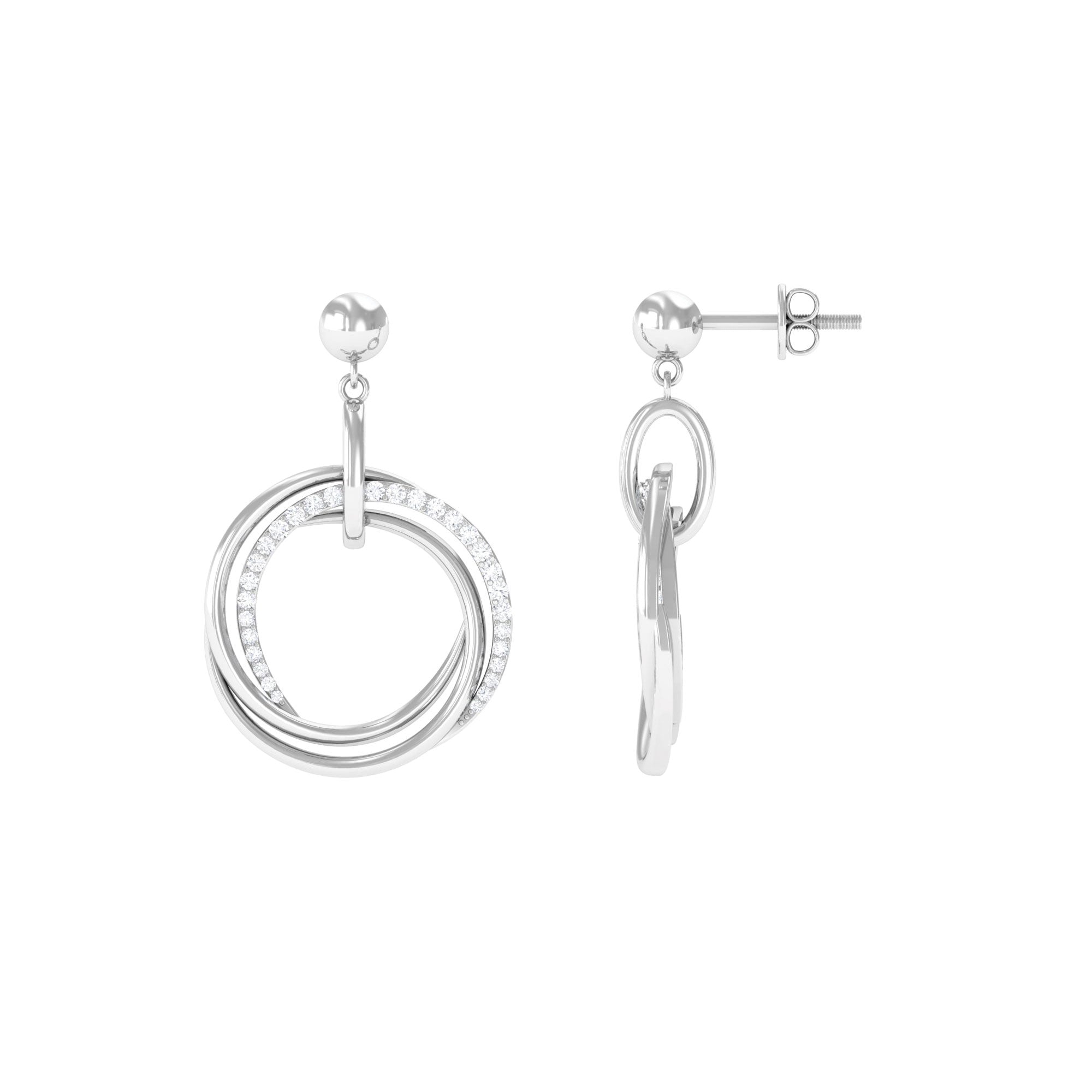 Rosec Jewels-Simple Gold Diamond Drop Earring with Screw Back Closure