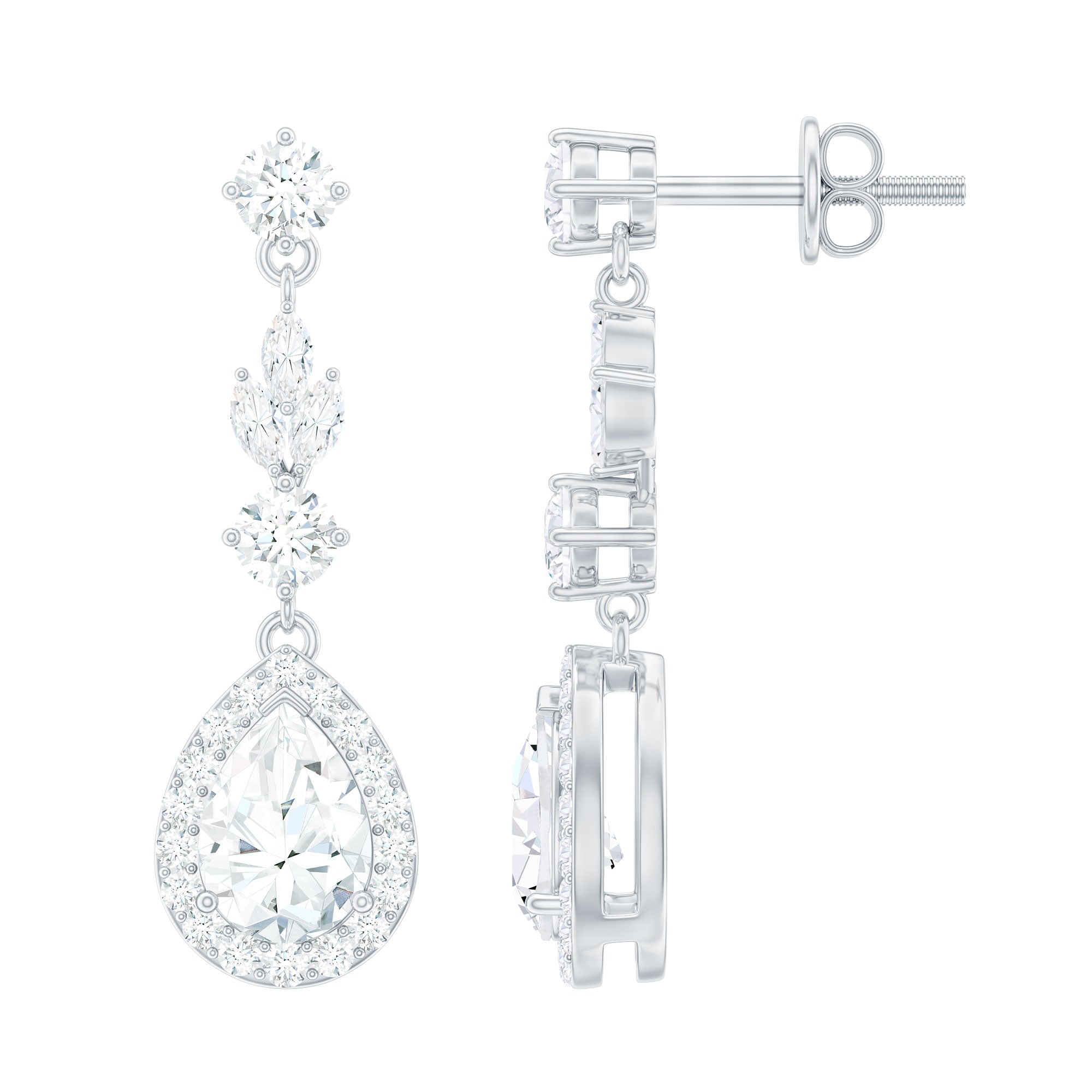 Classic Pear Shape Moissanite Bridal Dangle Earrings
