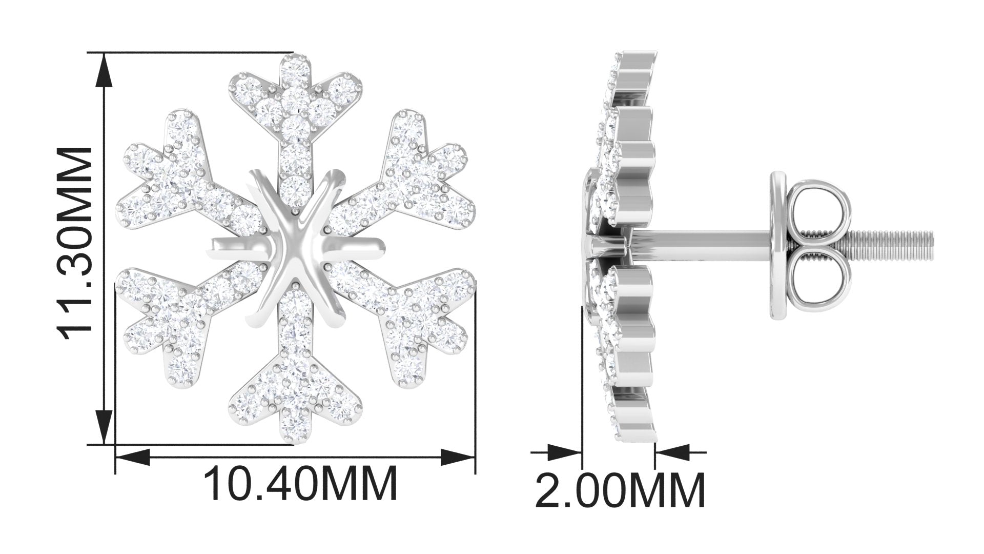Rosec Jewels-1/2 CT Snowflake Diamond Stud Earrings for Women