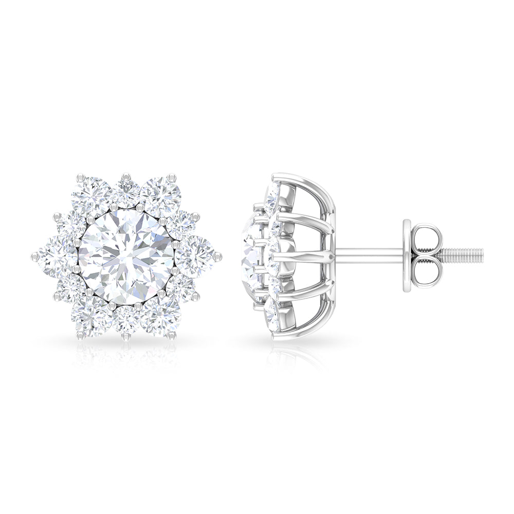 2.50 CT Halo Stud Earrings with Moissanite