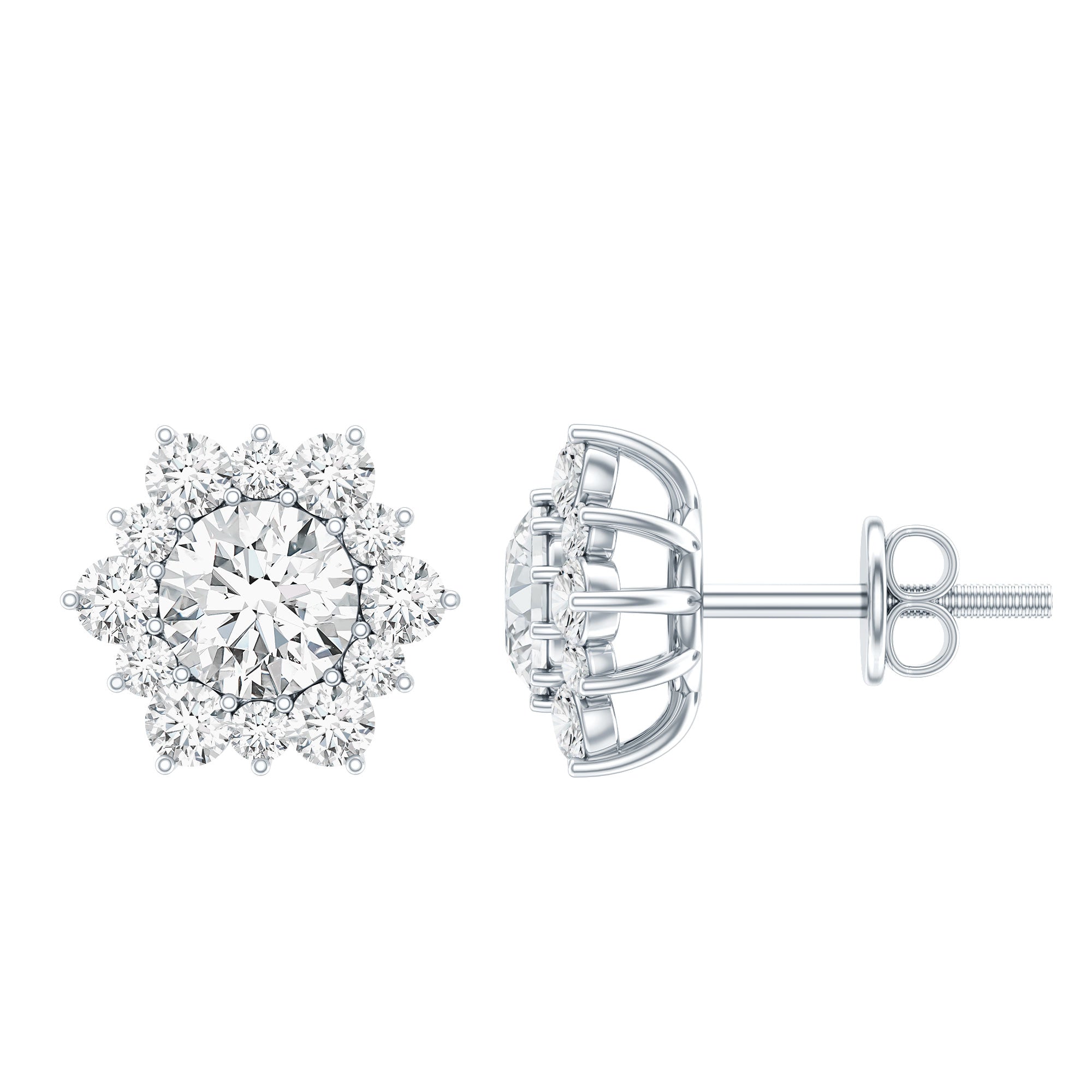 2.50 CT Halo Stud Earrings with Moissanite