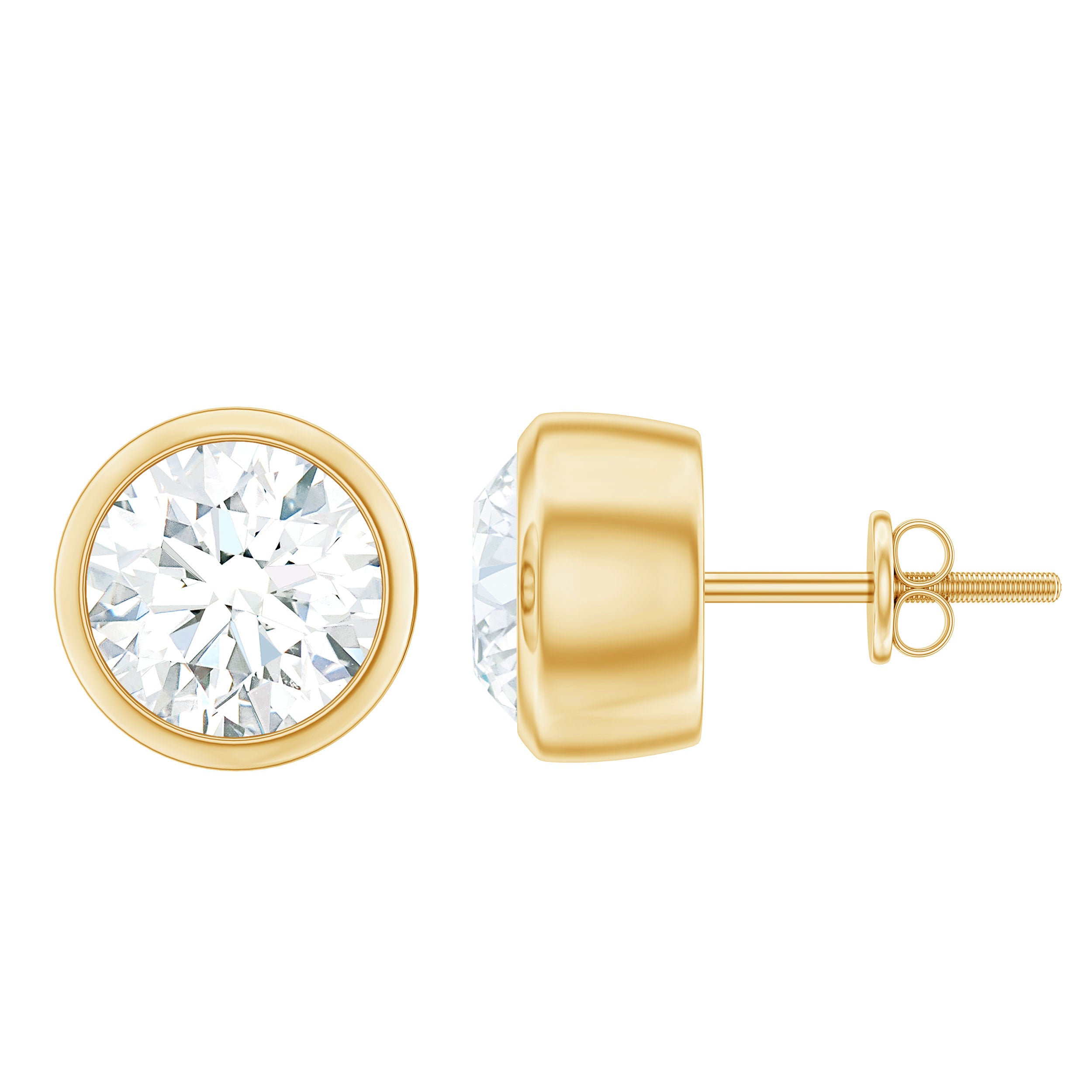 Minimalistic Bezel Set Diamond Stud Earrings Natural - ( HI-SI ) - Rosec Jewels