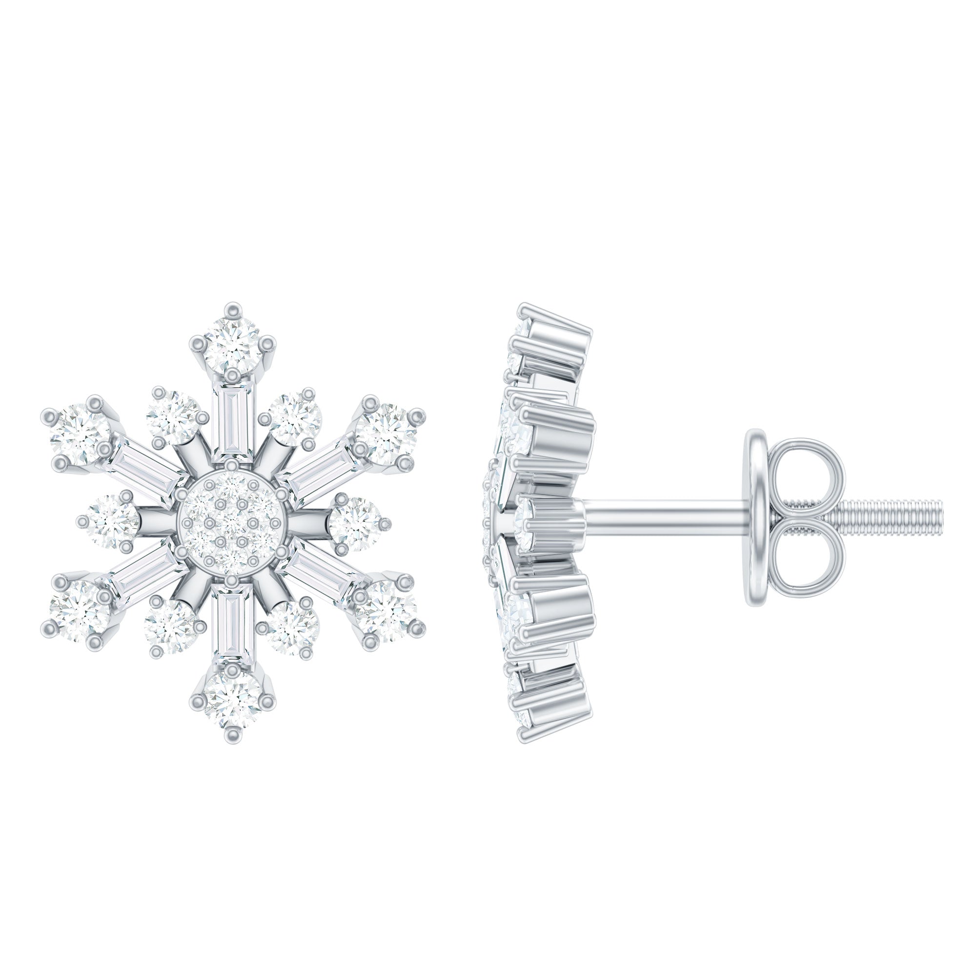 Genuine Diamond Snowflake Earrings for Christmas