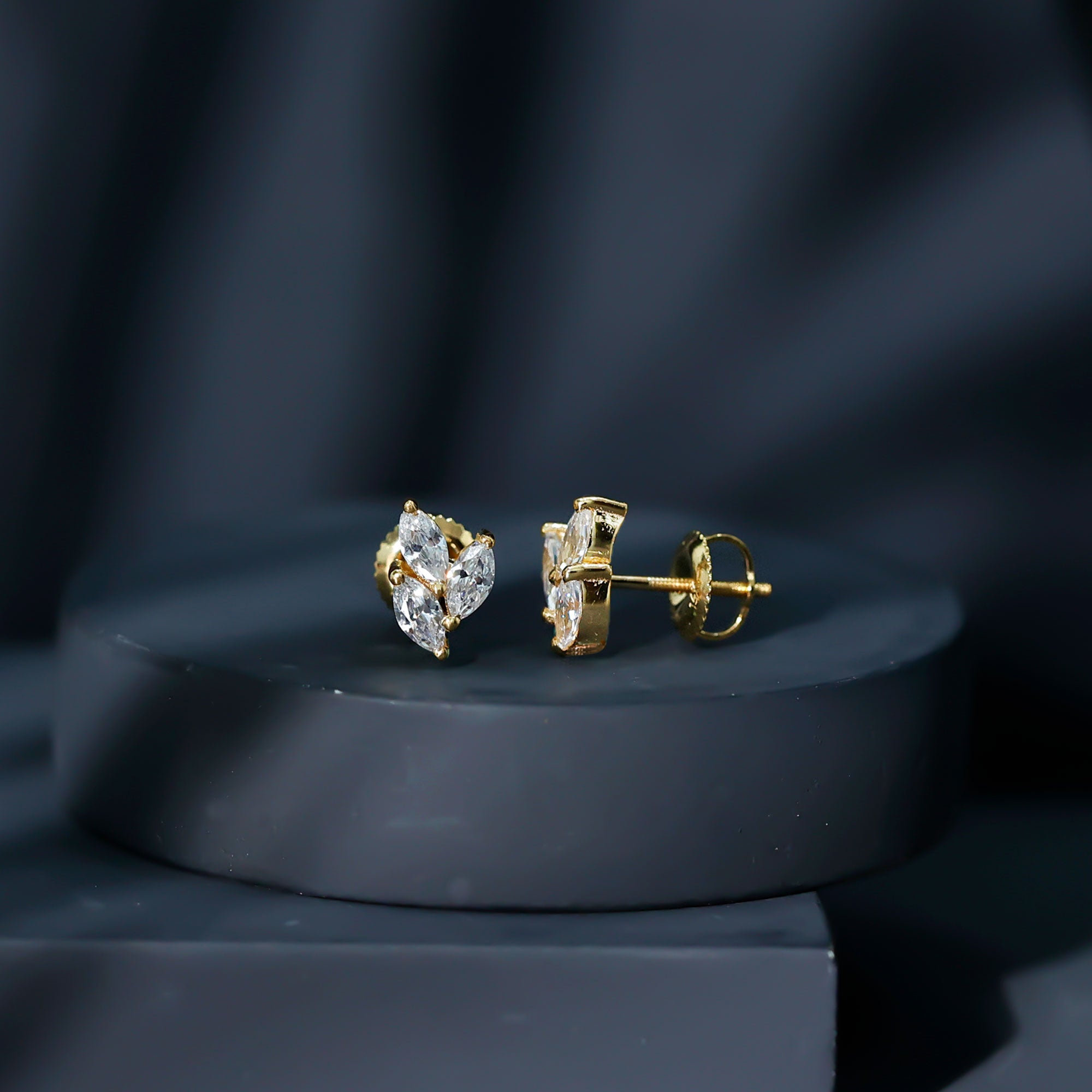 Nature Inspired 1 Carat Marquise Cut Zircon Leaf Stud Earrings AAAA - Rosec Jewels