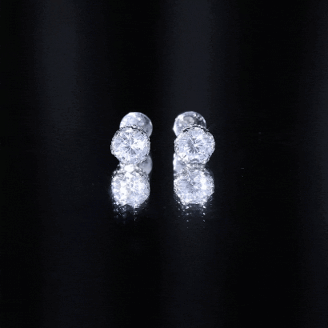 2 CT Round Cut Zircon Solitaire Stud Earrings in Crown Setting AAAAA - Rosec Jewels