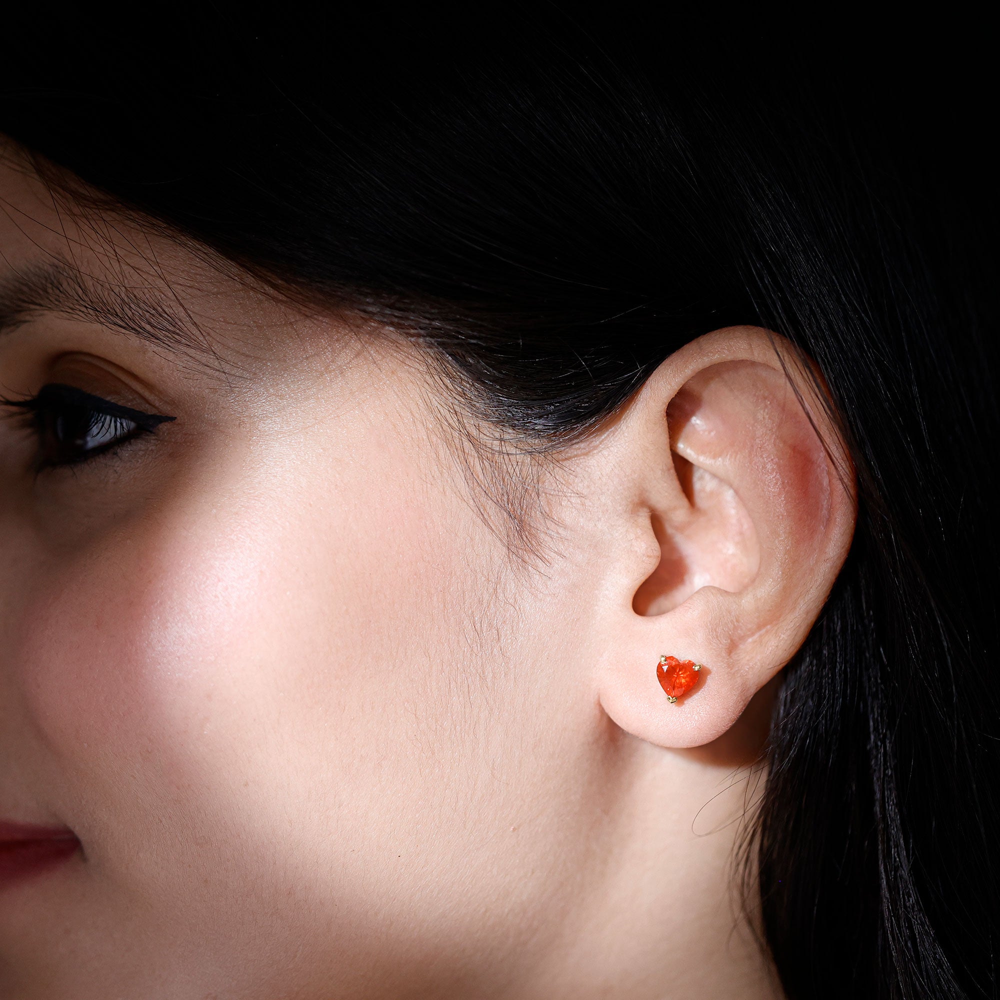 1.8 Carat Heart Shape Fire Opal Solitaire Stud Earrings AAA - Rosec Jewels