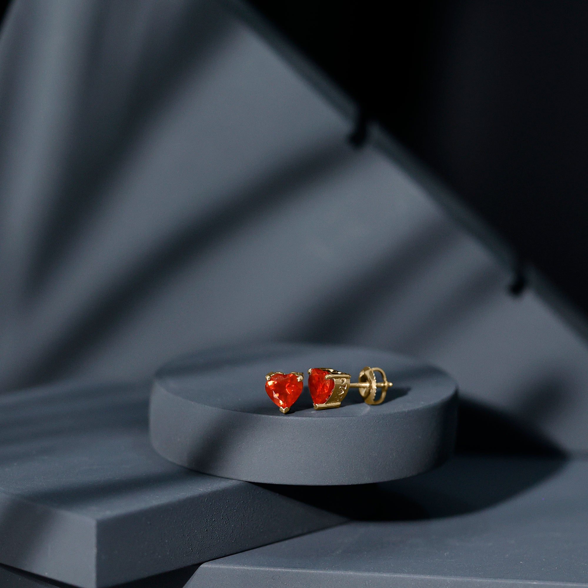 1.8 Carat Heart Shape Fire Opal Solitaire Stud Earrings AAA - Rosec Jewels