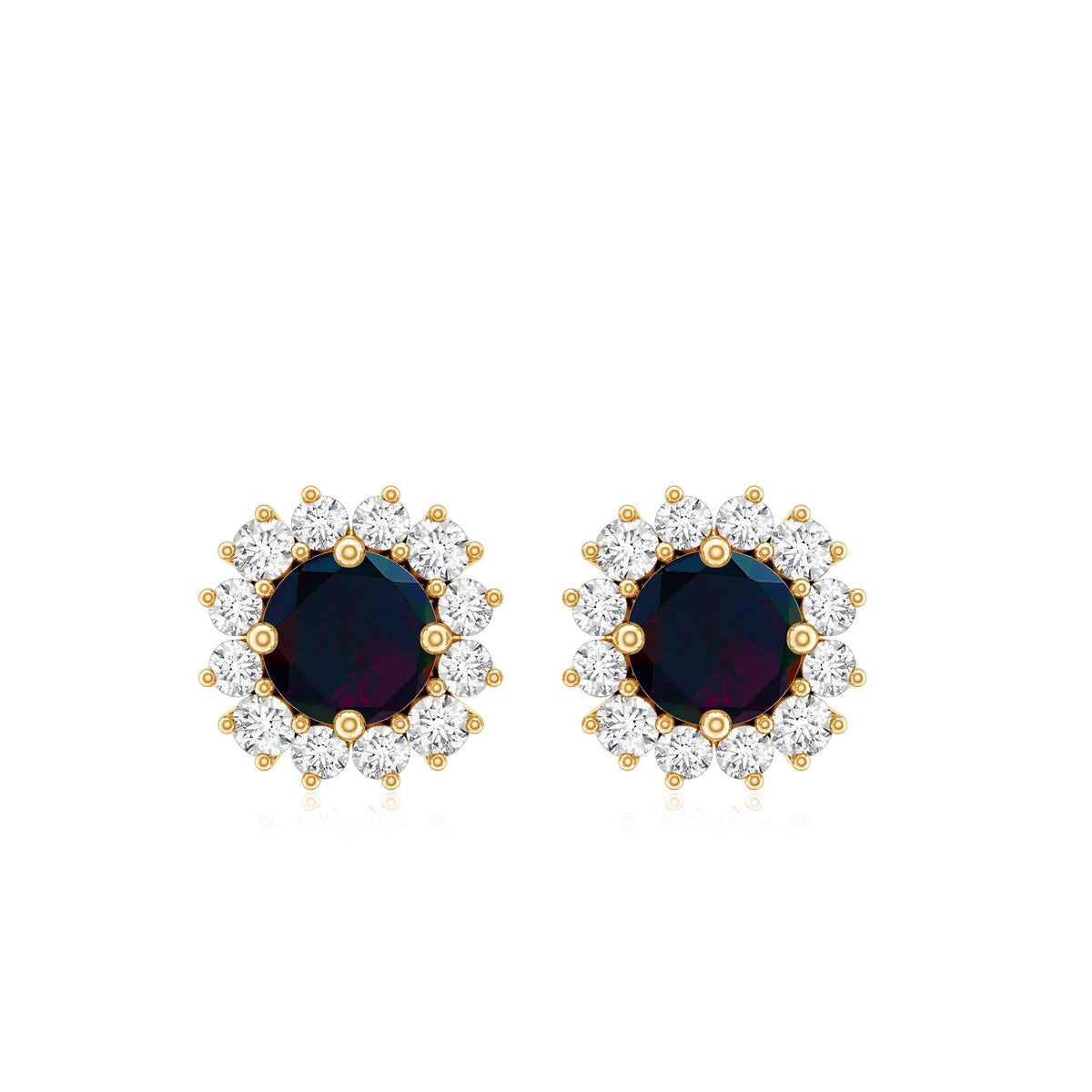 Genuine Black Opal Diamond Earrings with Screw Back AAA - Rosec Jewels