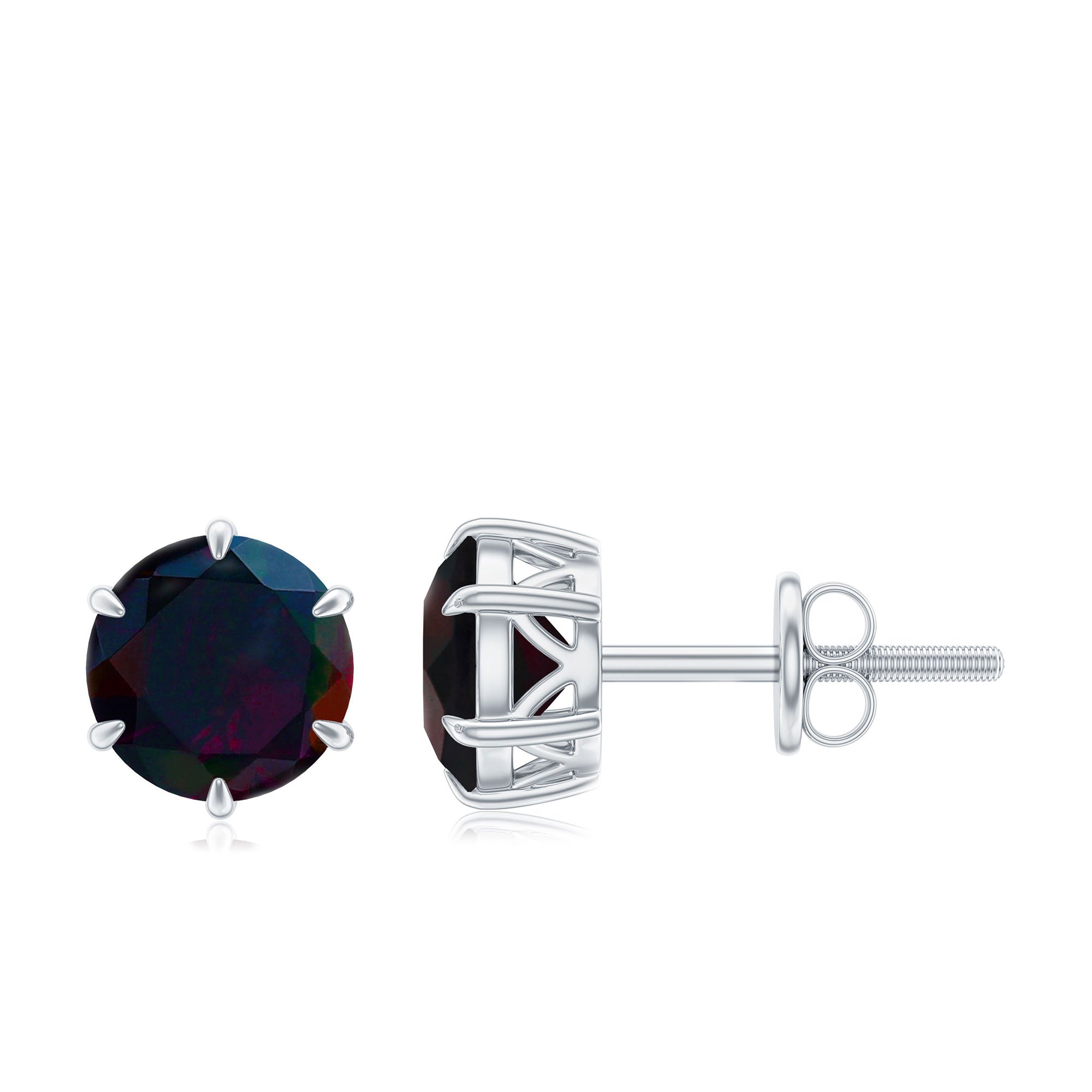 6 MM Claw Set Black Opal Solitaire Stud earrings