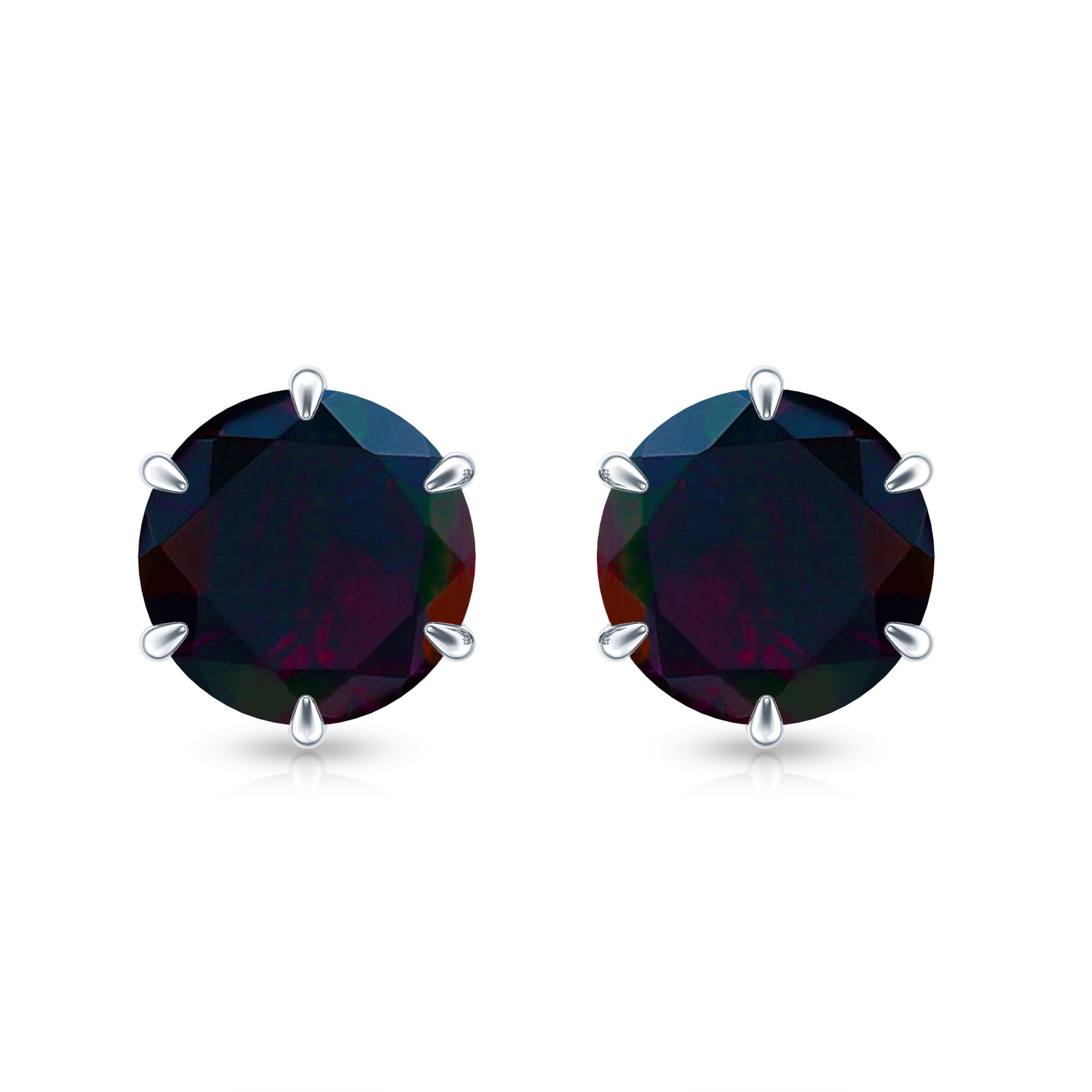 6 MM Claw Set Black Opal Solitaire Stud earrings AAA - Rosec Jewels
