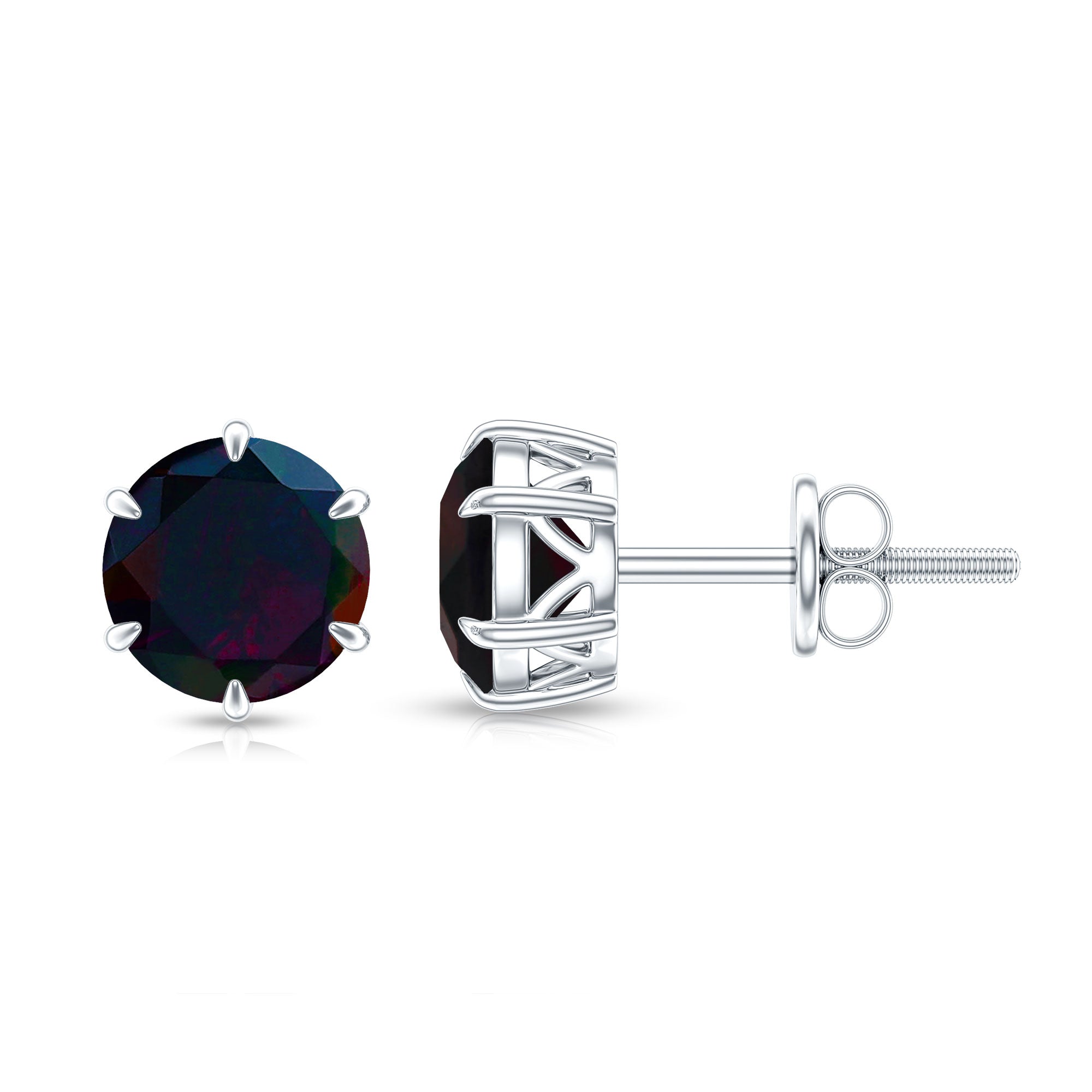 6 MM Claw Set Black Opal Solitaire Stud earrings AAA - Rosec Jewels
