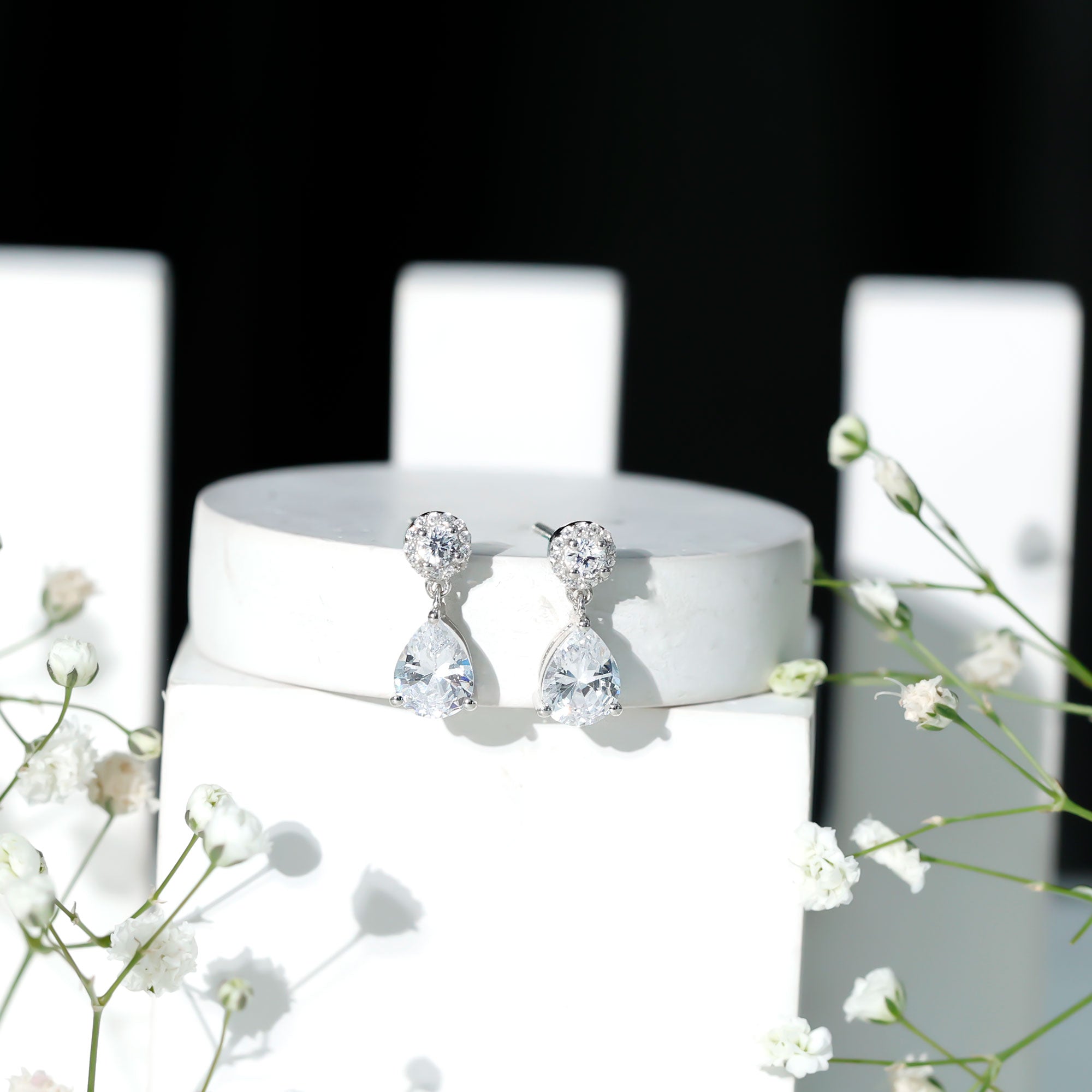 Classic Zircon Bridal Drop Earrings AAAA - Rosec Jewels