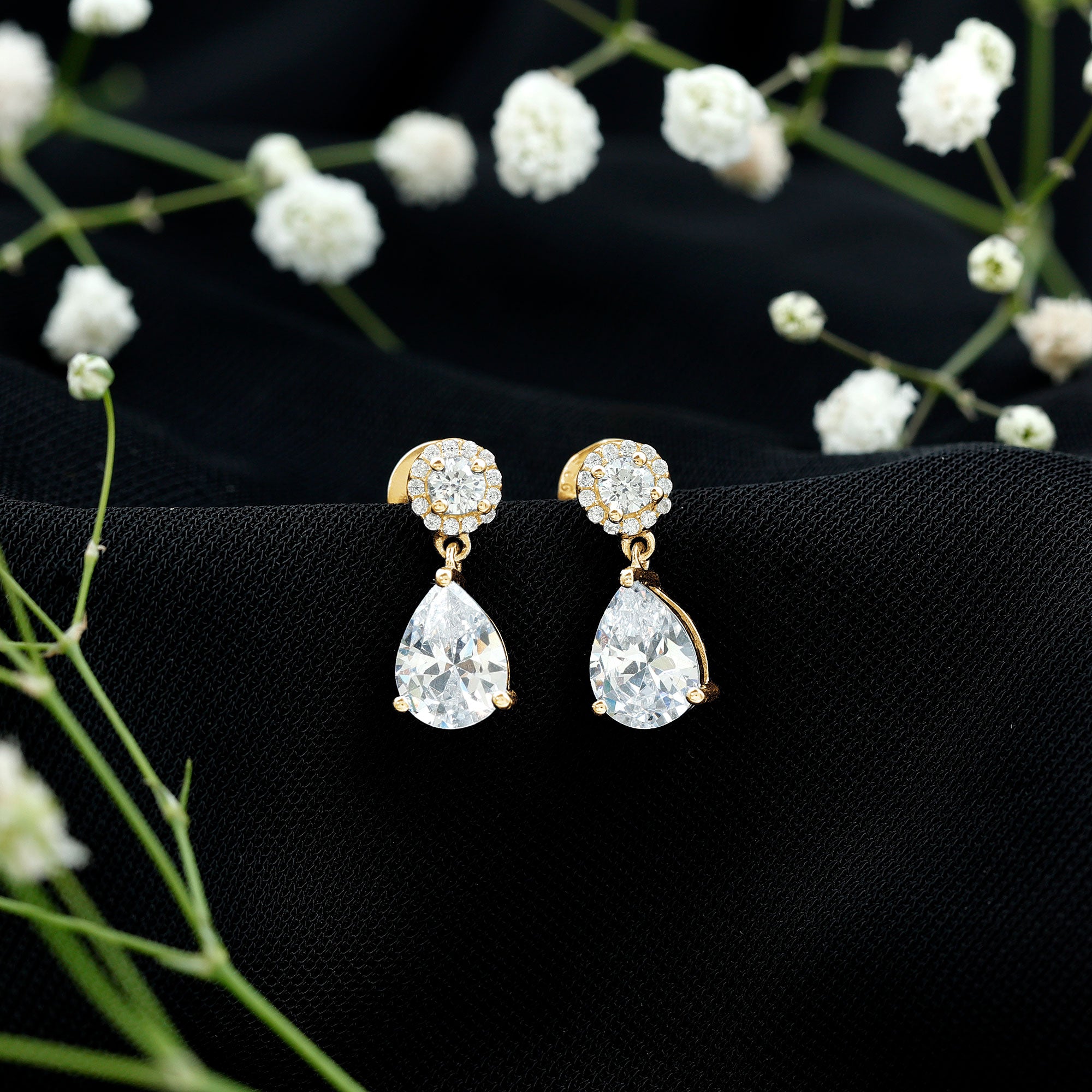 Classic Zircon Bridal Drop Earrings AAAA - Rosec Jewels