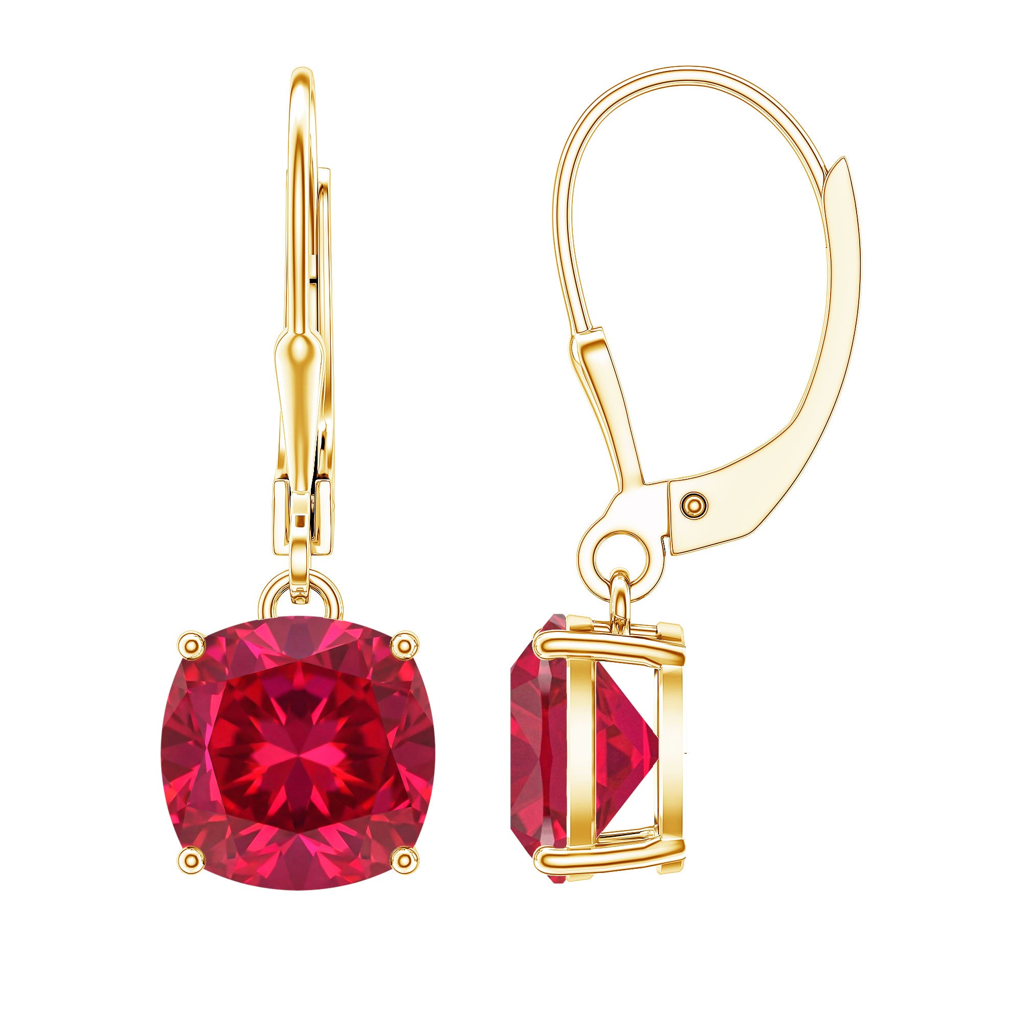 Lab Created Ruby Drop Earrings For Women AAAA - Rosec Jewels