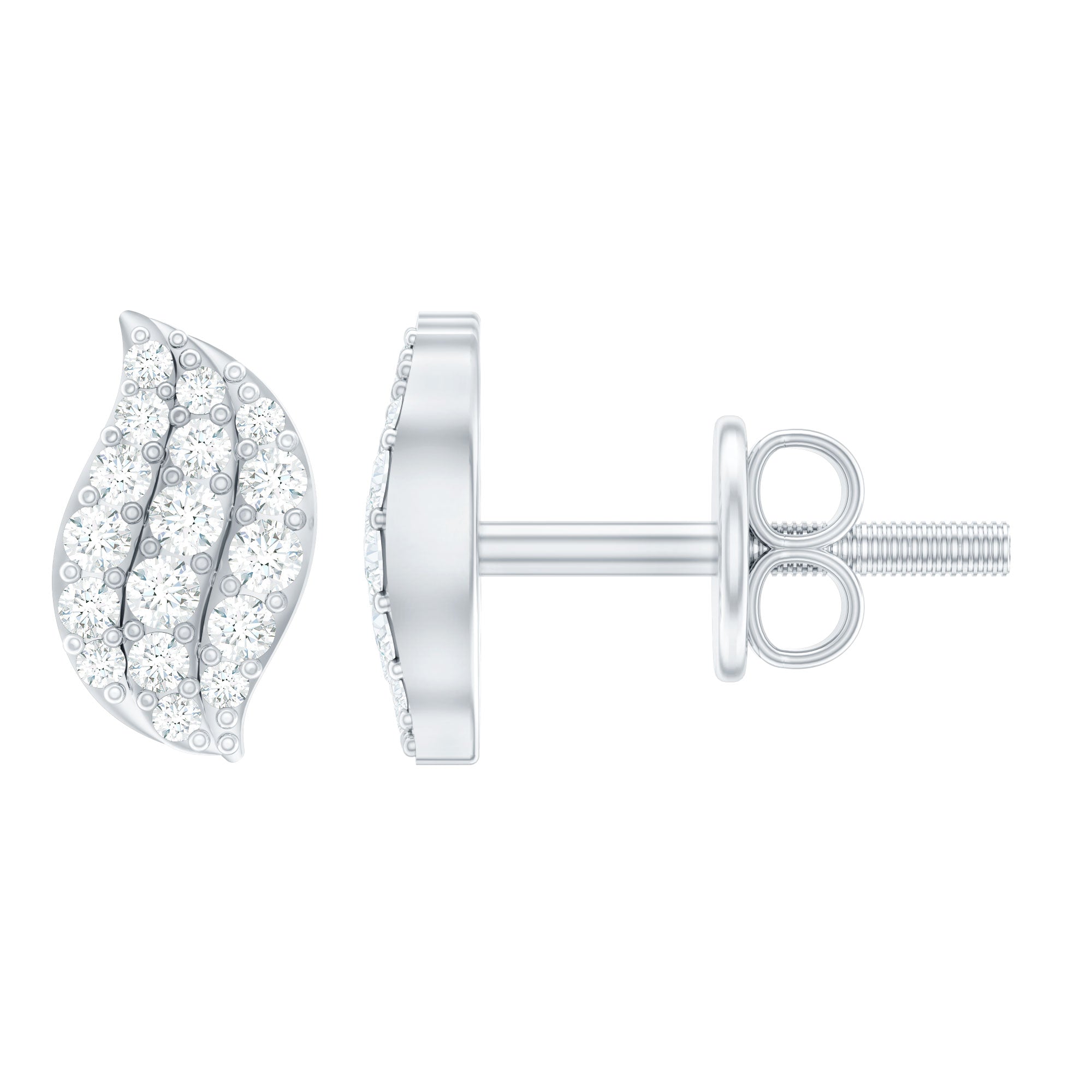 Nature Inspired Diamond Leaf Stud Earrings Natural - ( HI-SI ) - Rosec Jewels