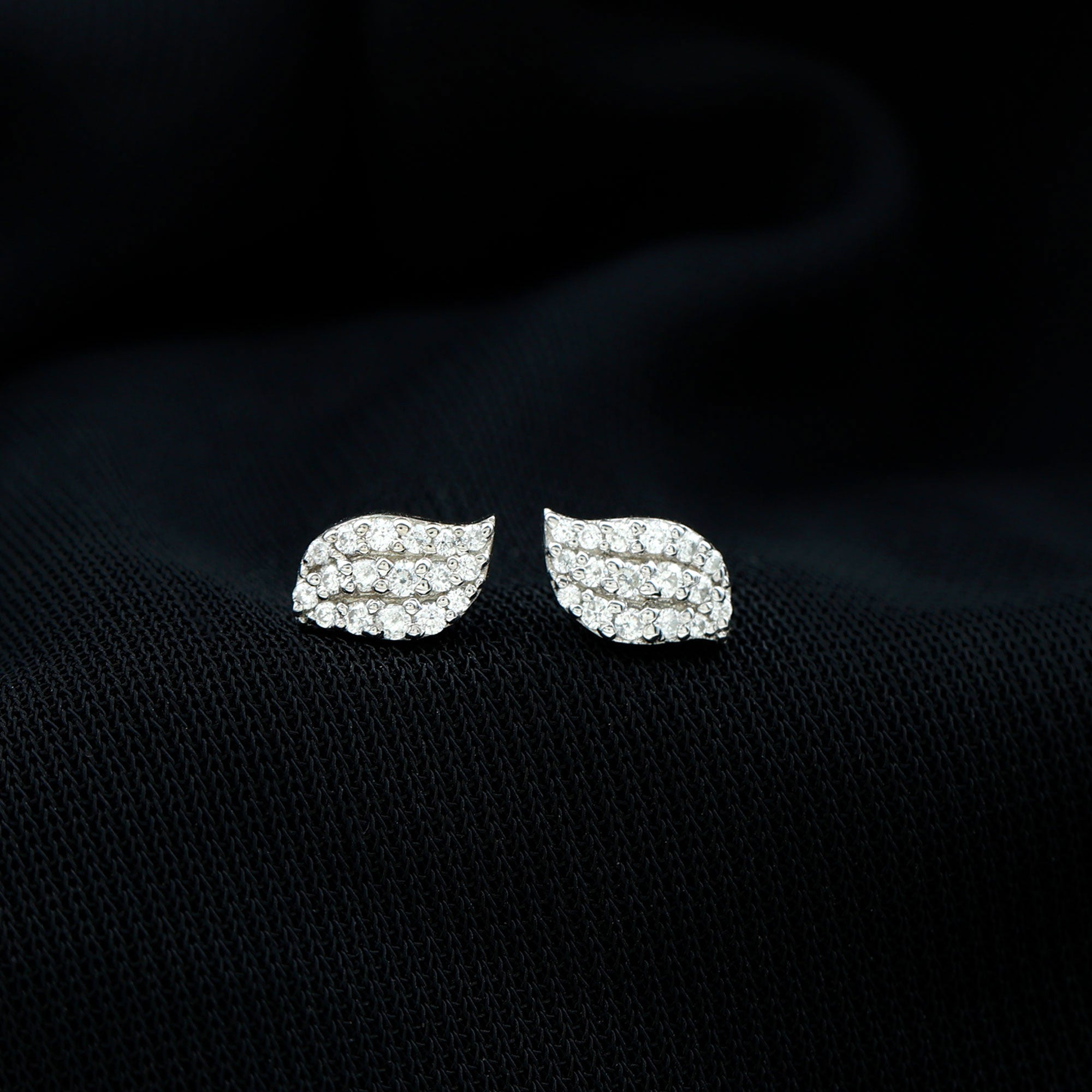 Nature Inspired Diamond Leaf Stud Earrings Natural - ( HI-SI ) - Rosec Jewels