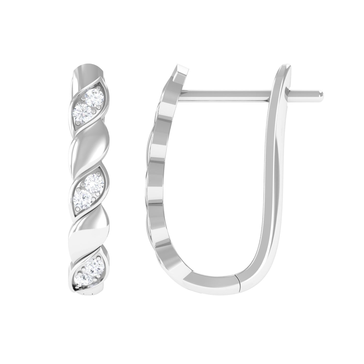 Minimal Diamond J Hoop Earrings with Latch Back