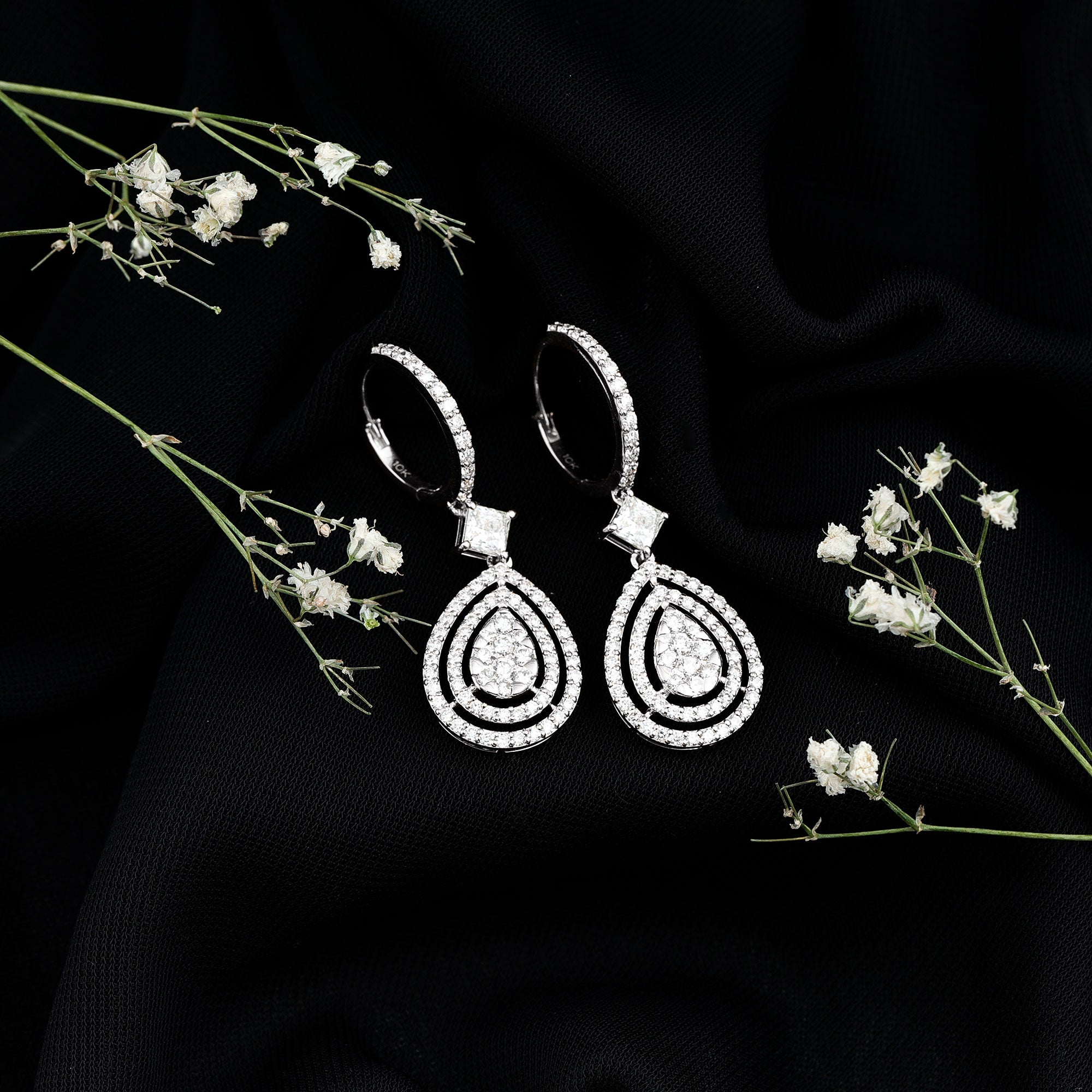 Certified Moissanite Teardrop Hoop Earrings for Women D-VS1 - Rosec Jewels
