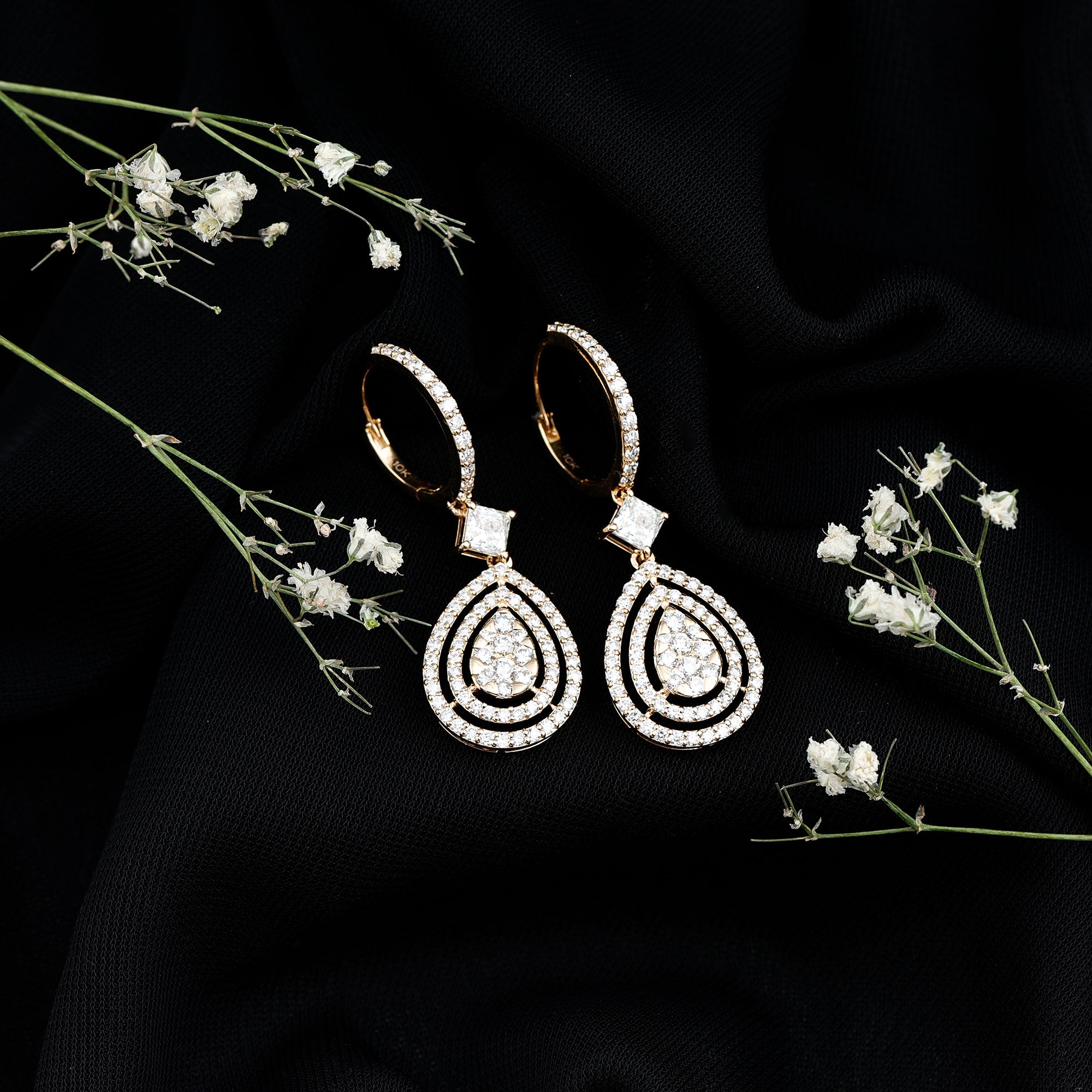Certified Moissanite Teardrop Hoop Earrings for Women D-VS1 - Rosec Jewels