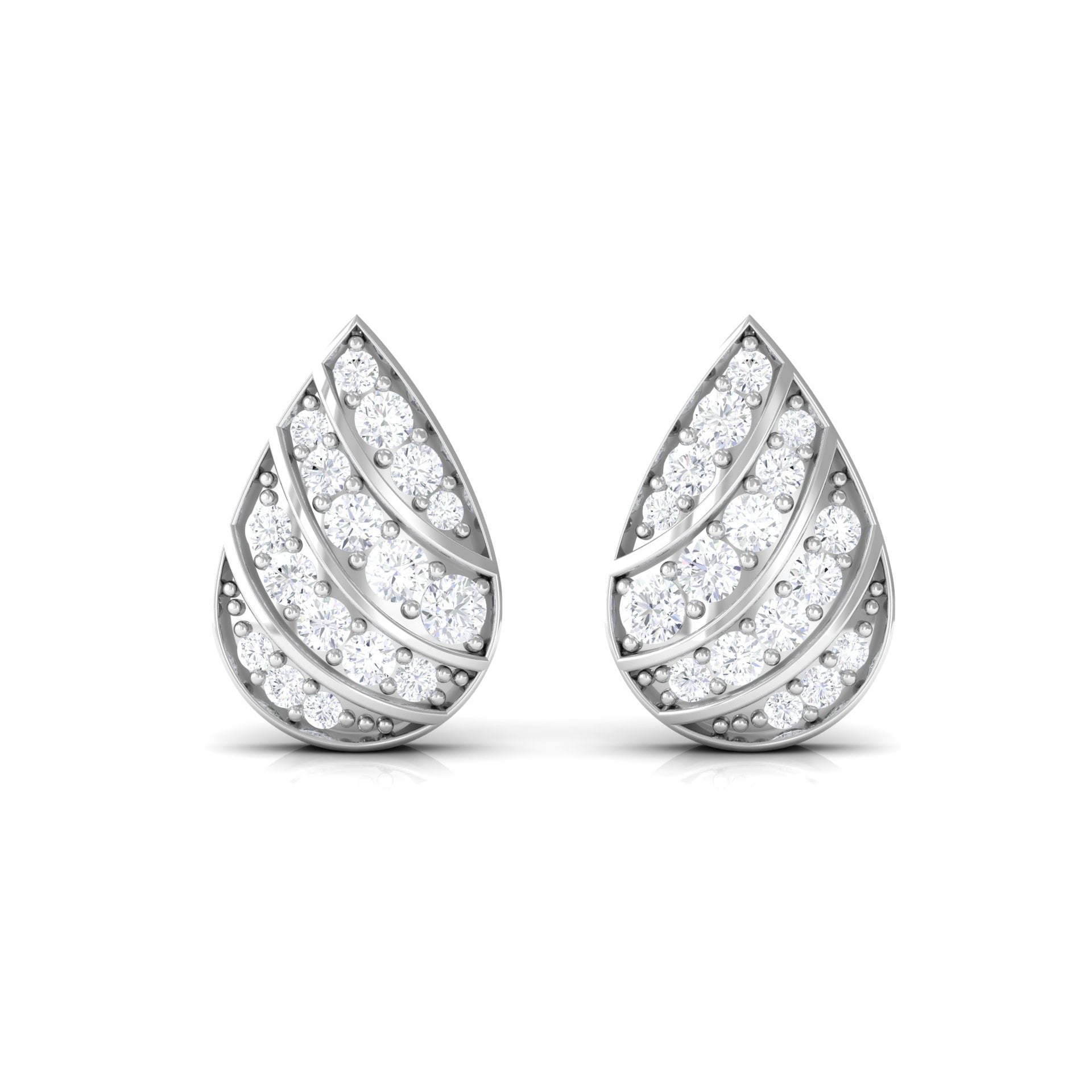 Rosec Jewels-1/4 CT Round Diamond Teardrop Stud Earrings in Gold