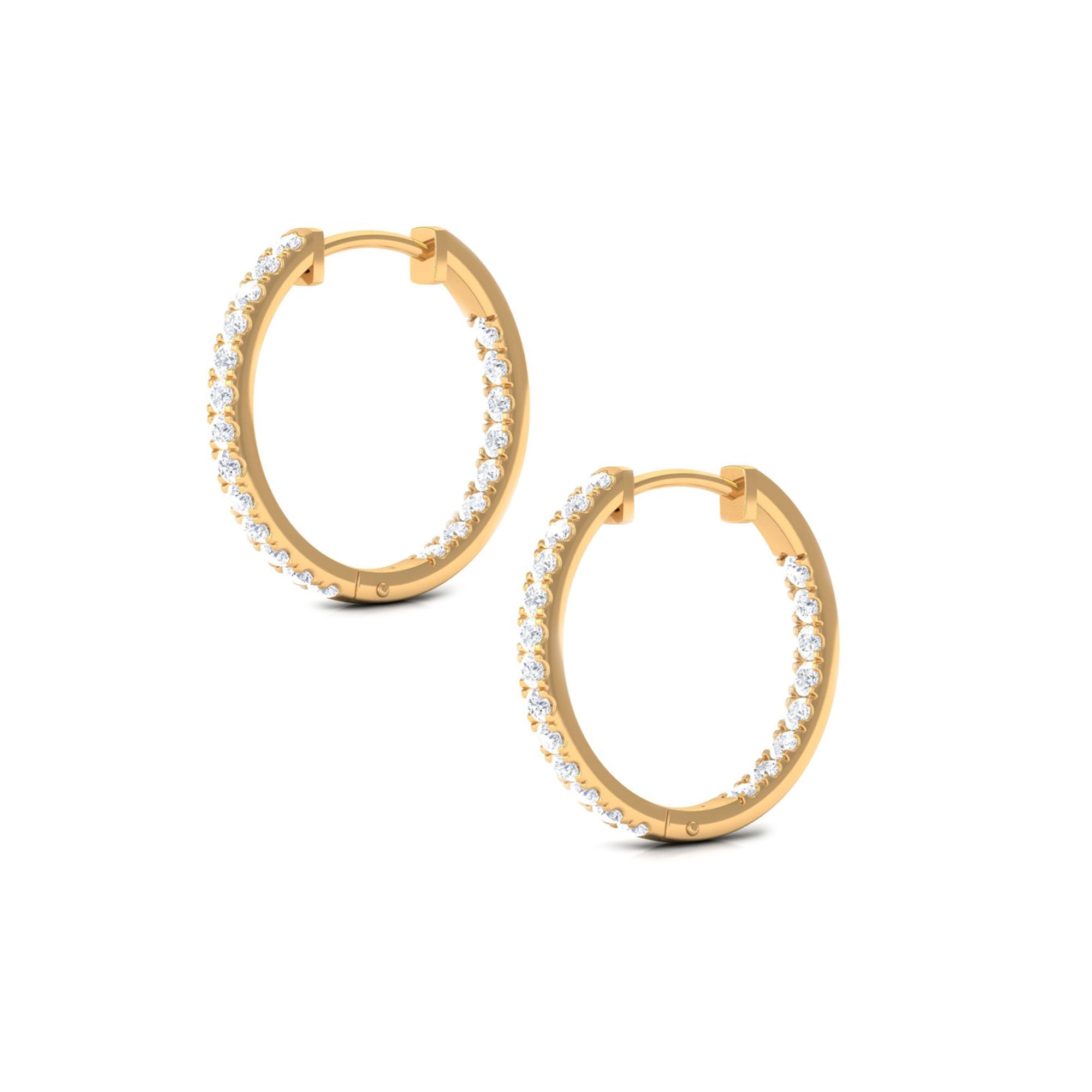 Rosec Jewels-1/2 CT Round Diamond Simple Hinged Hoop Earrings