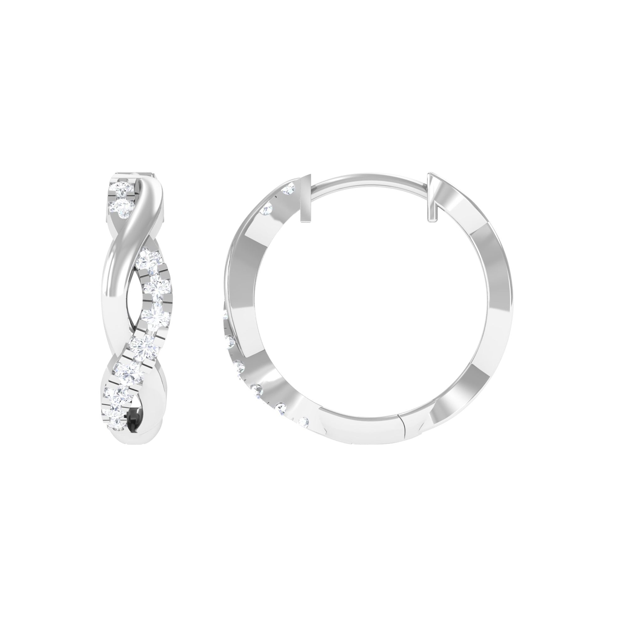 Natural Diamond Hoop Earrings in Infinity Style